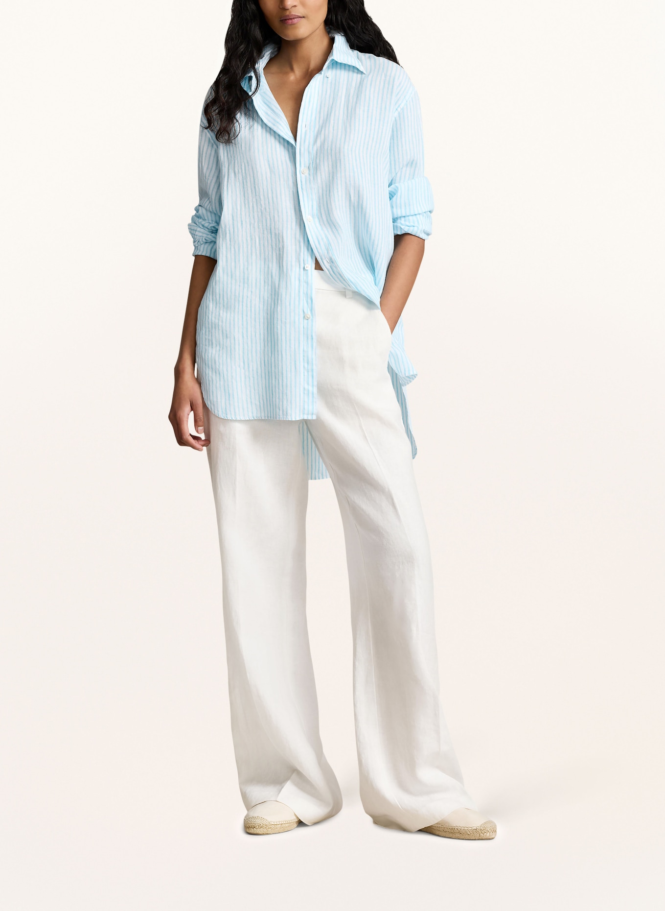 POLO RALPH LAUREN Shirt blouse made of linen, Color: LIGHT BLUE/ WHITE (Image 2)