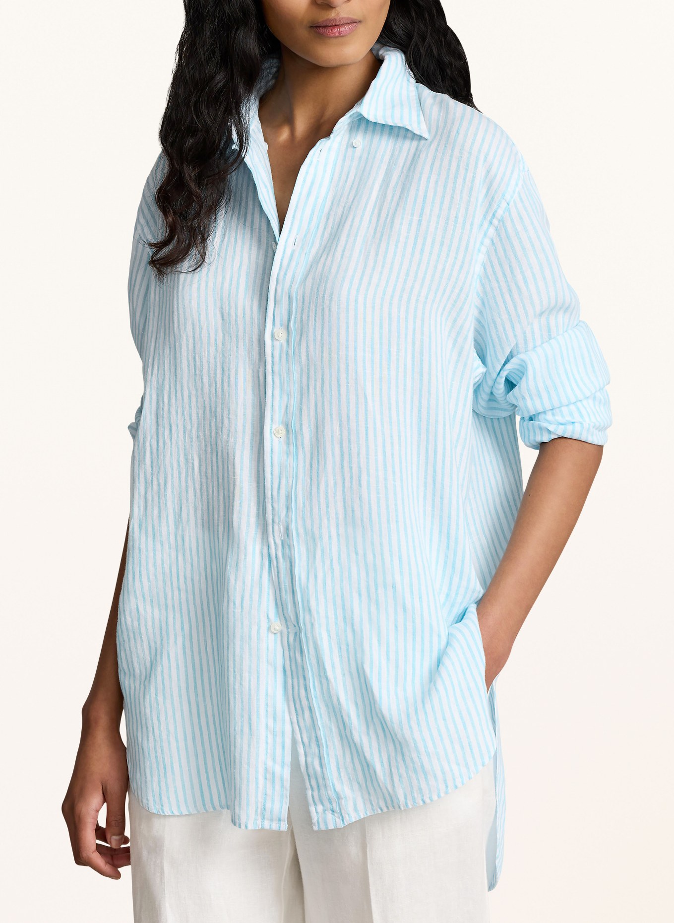 POLO RALPH LAUREN Shirt blouse made of linen, Color: LIGHT BLUE/ WHITE (Image 4)