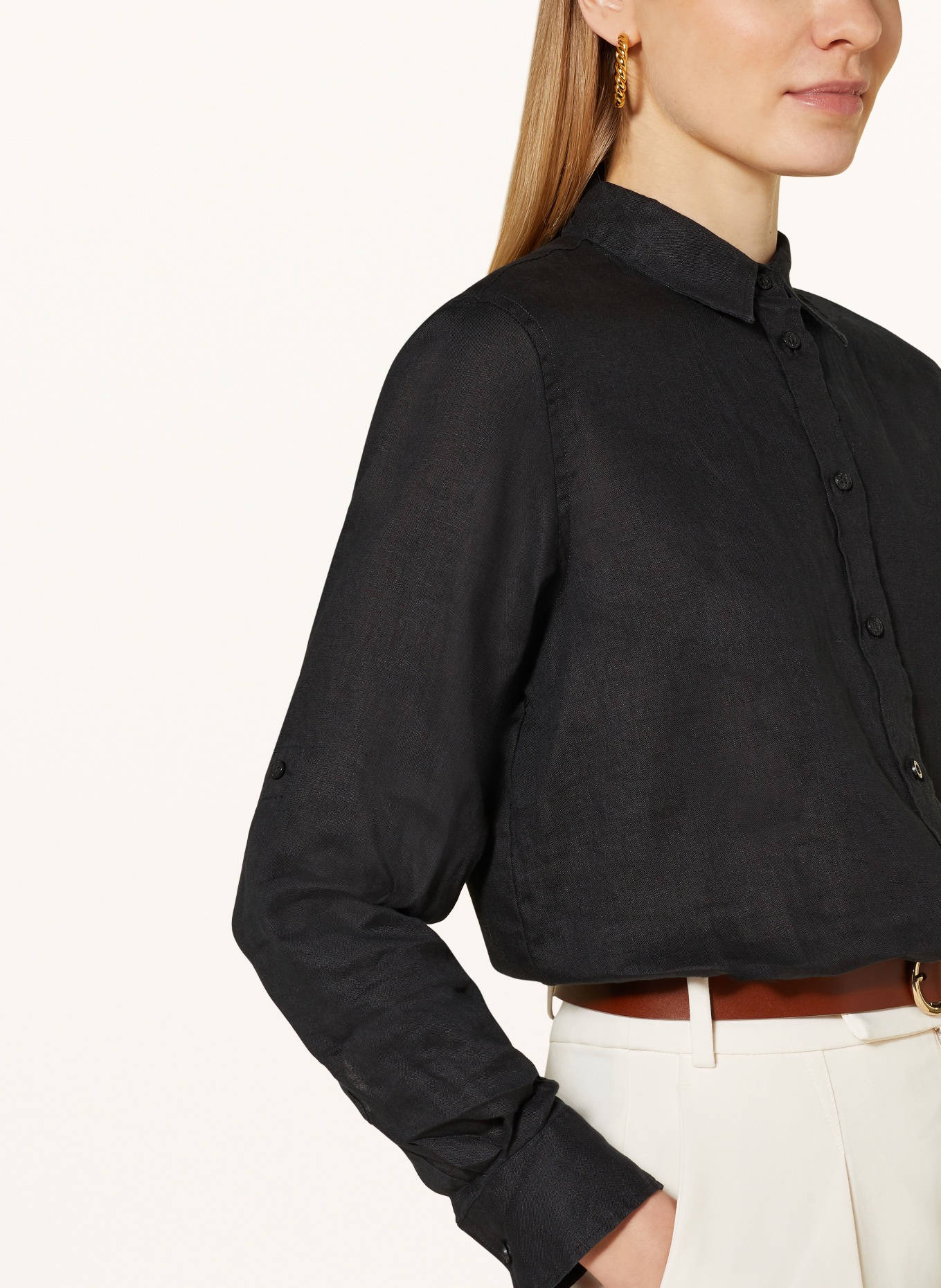 LAUREN RALPH LAUREN Shirt blouse made of linen, Color: BLACK (Image 4)