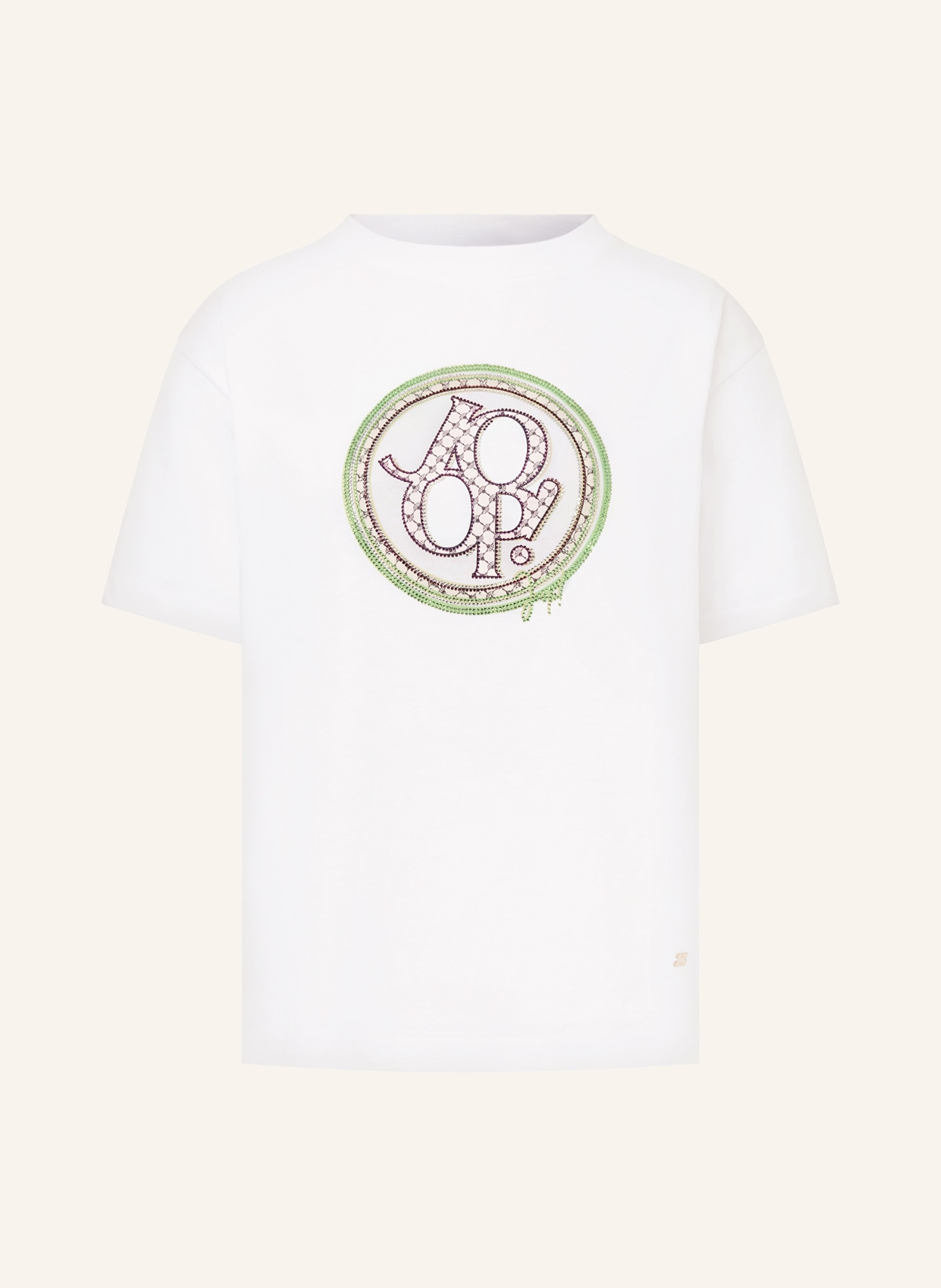JOOP! T-shirt with decorative gems, Color: WHITE (Image 1)