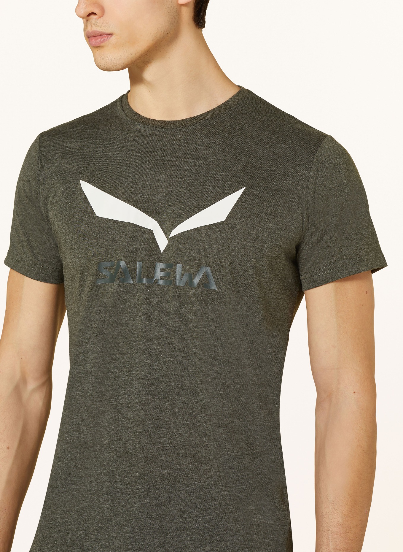 SALEWA T-shirt SOLIDLOGO DRI-RELEASE®, Color: KHAKI/ WHITE (Image 4)