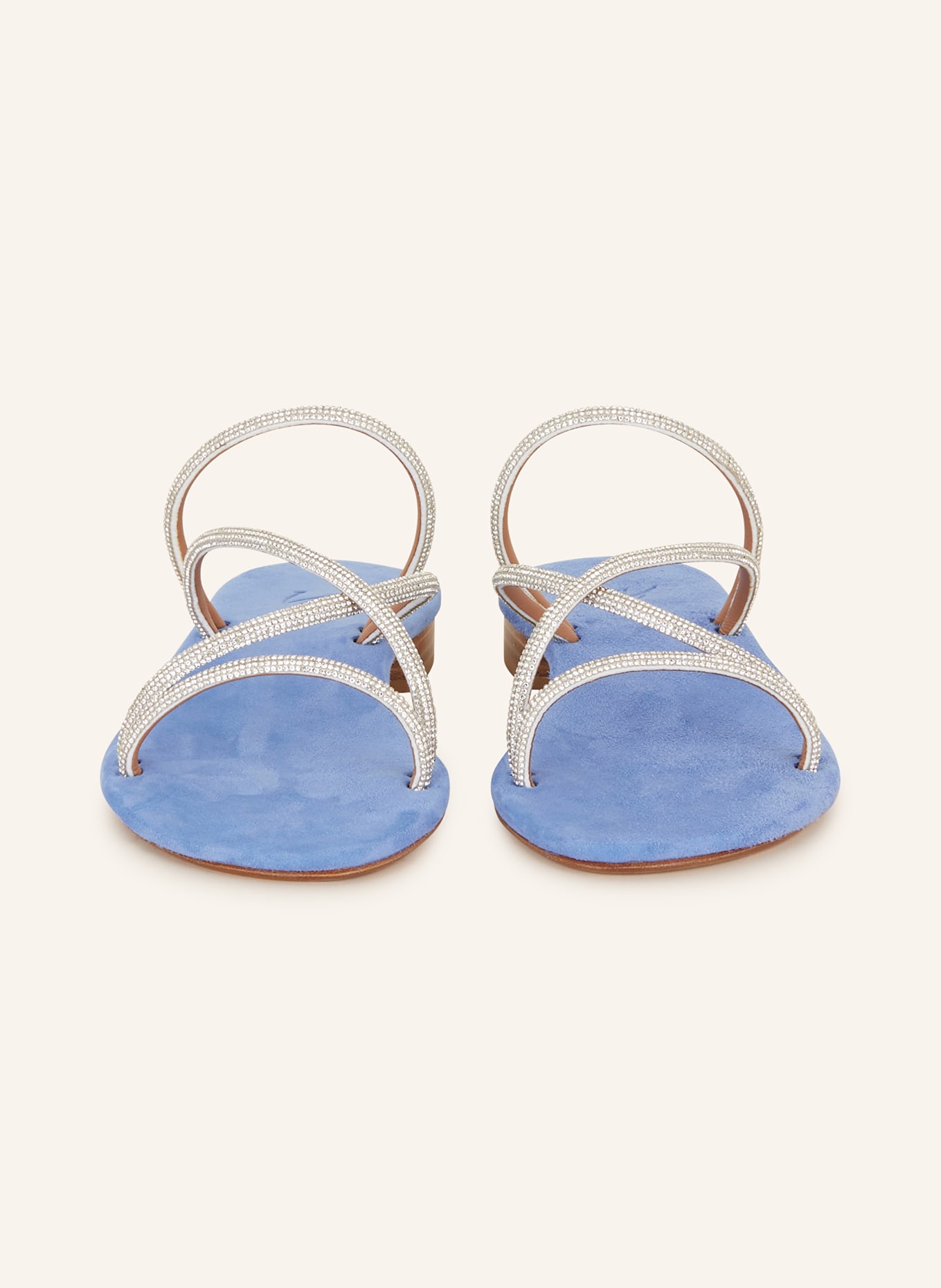VIAMERCANTI Slides with decorative gems, Color: SILVER/ BLUE (Image 3)