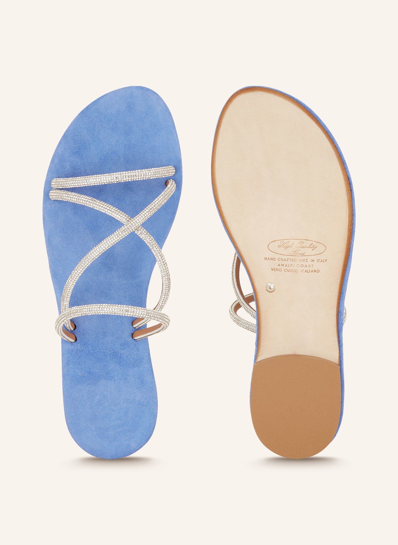 VIAMERCANTI Pantofle s ozdobnými kamínky, Barva: STŘÍBRNÁ/ MODRÁ (Obrázek 5)