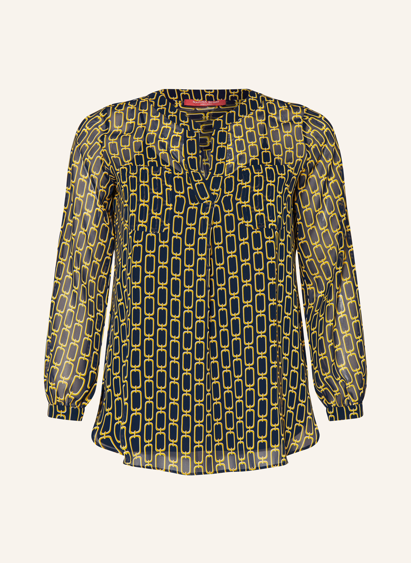 MARINA RINALDI SPORT Bluse FABULA, Farbe: BLAU/ GELB/ ECRU (Bild 1)