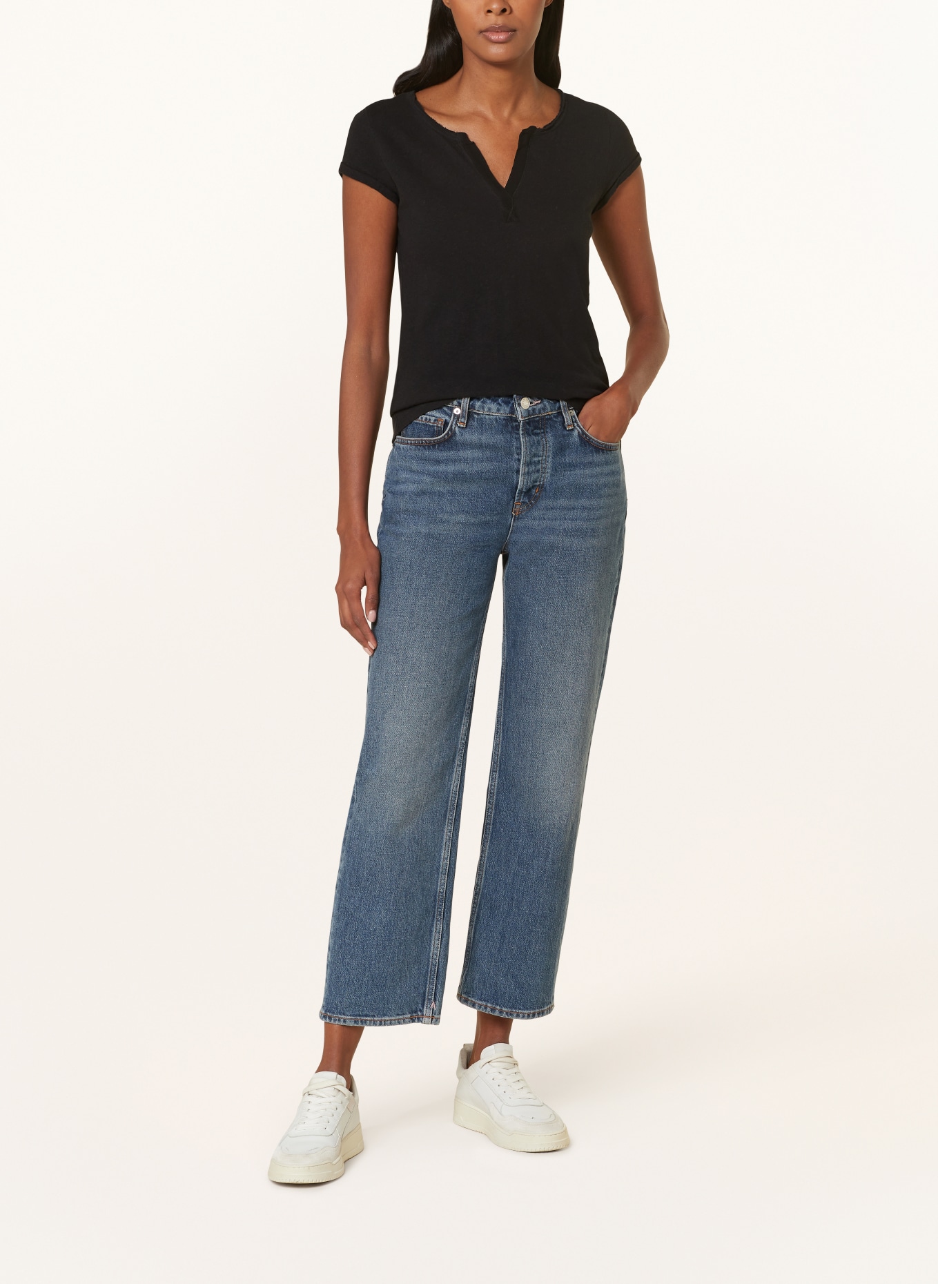 MOS MOSH T-shirt TROY z lnu: CZARNY