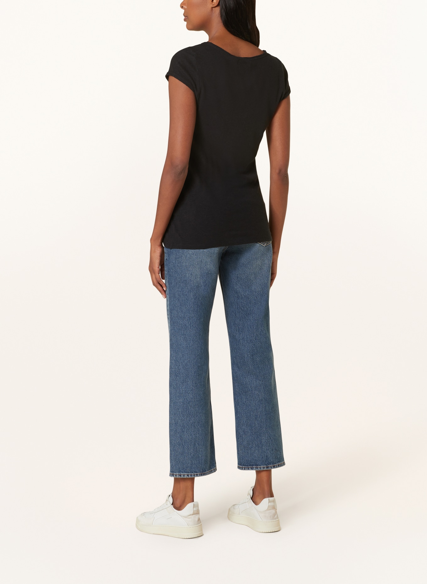 MOS MOSH T-shirt TROY z lnu: CZARNY