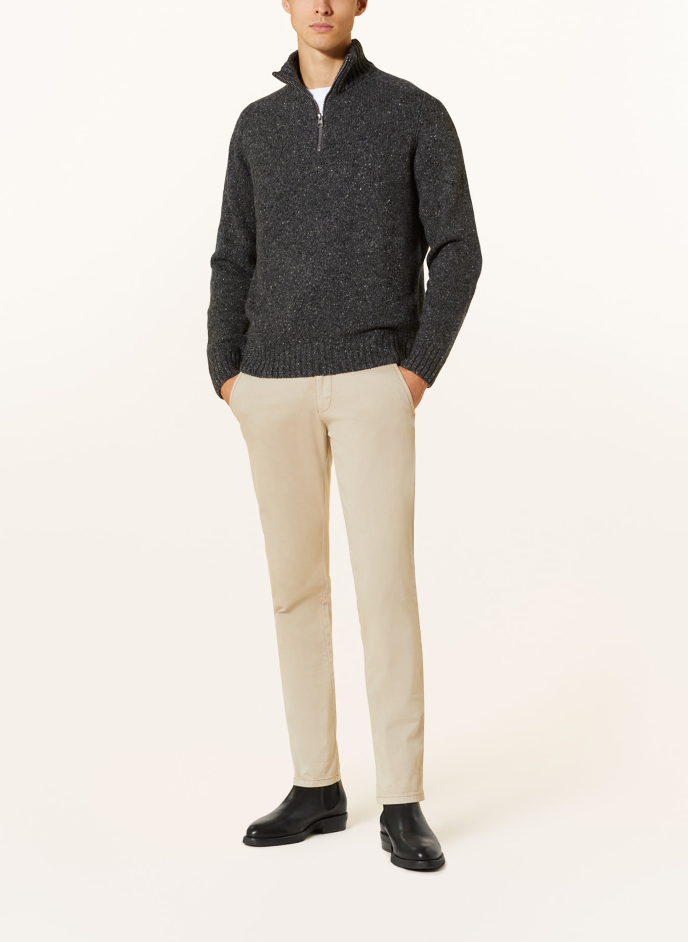 FYNCH-HATTON Half-zip sweater, Color: DARK GRAY/ GRAY (Image 2)