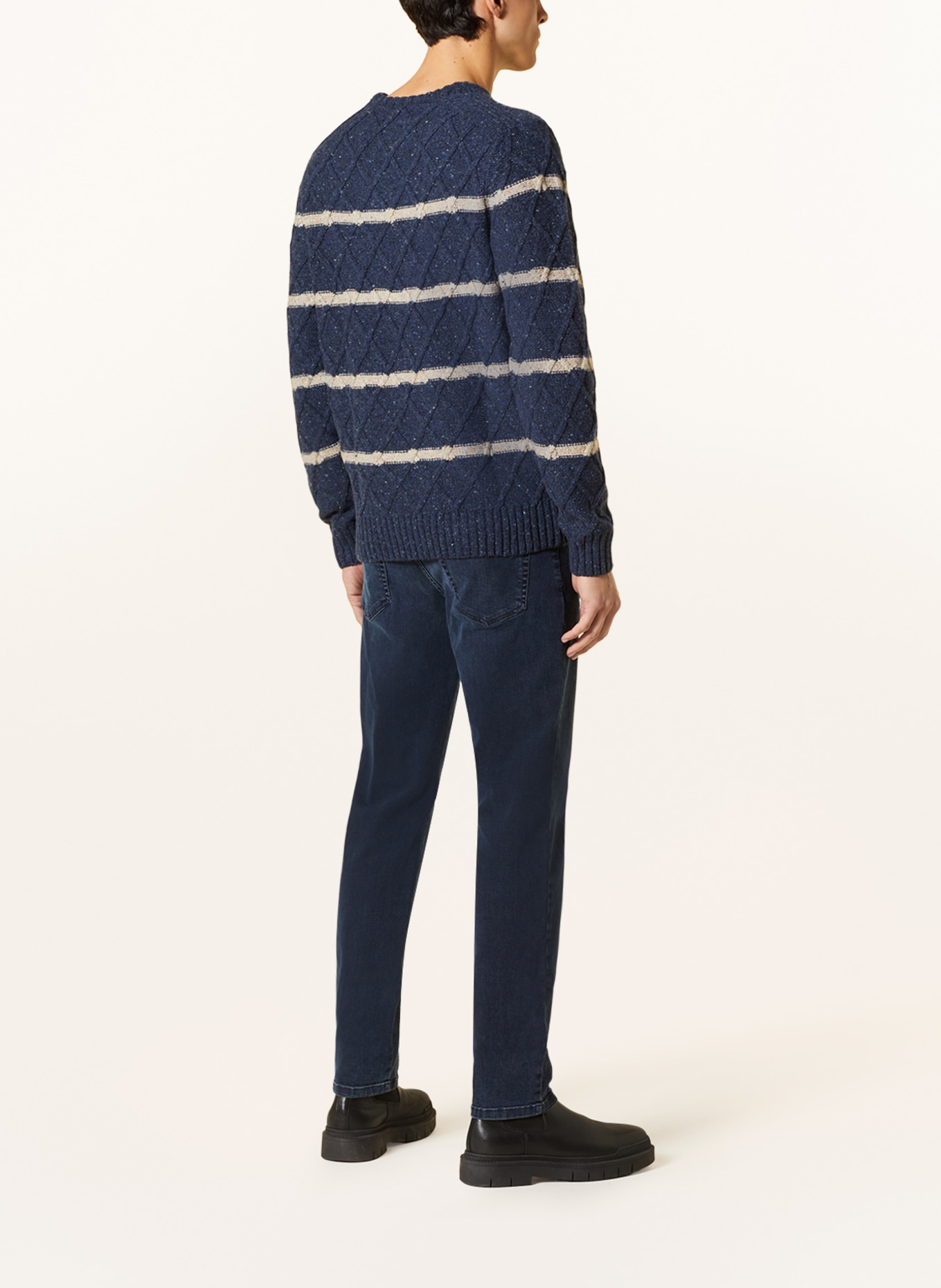FYNCH-HATTON Sweater, Color: DARK BLUE/ BEIGE/ COGNAC (Image 3)