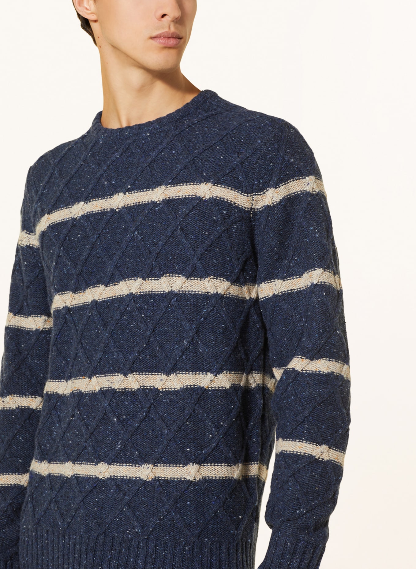 FYNCH-HATTON Sweater, Color: DARK BLUE/ BEIGE/ COGNAC (Image 4)