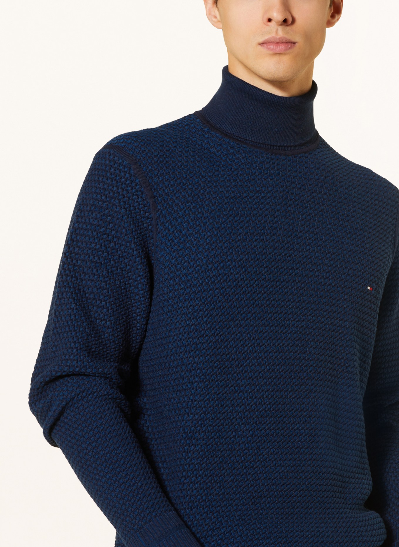 TOMMY HILFIGER Rollkragenpullover: DUNKELBLAU/ BLAU