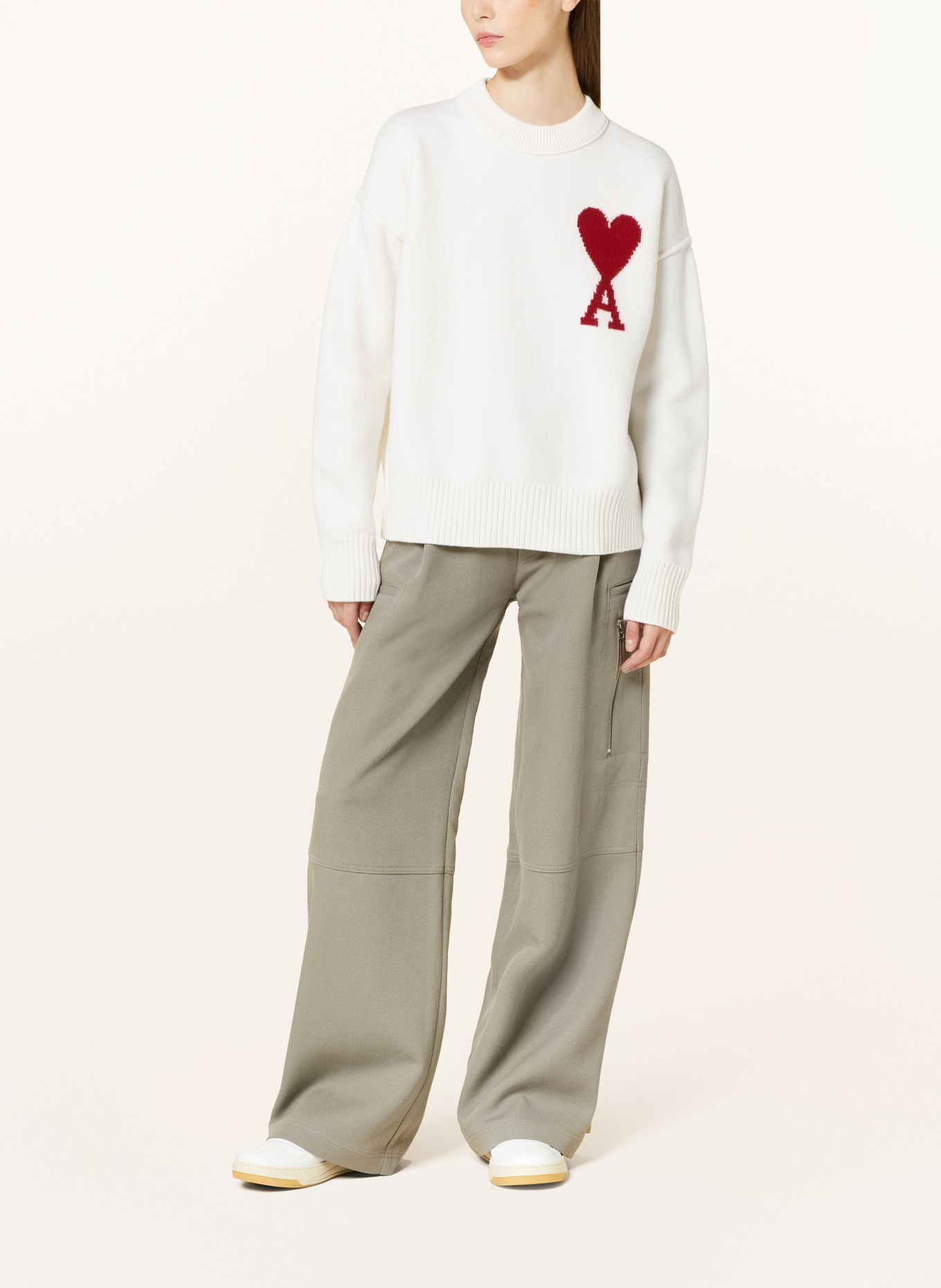 AMI PARIS Sweater, Color: WHITE/ RED (Image 2)