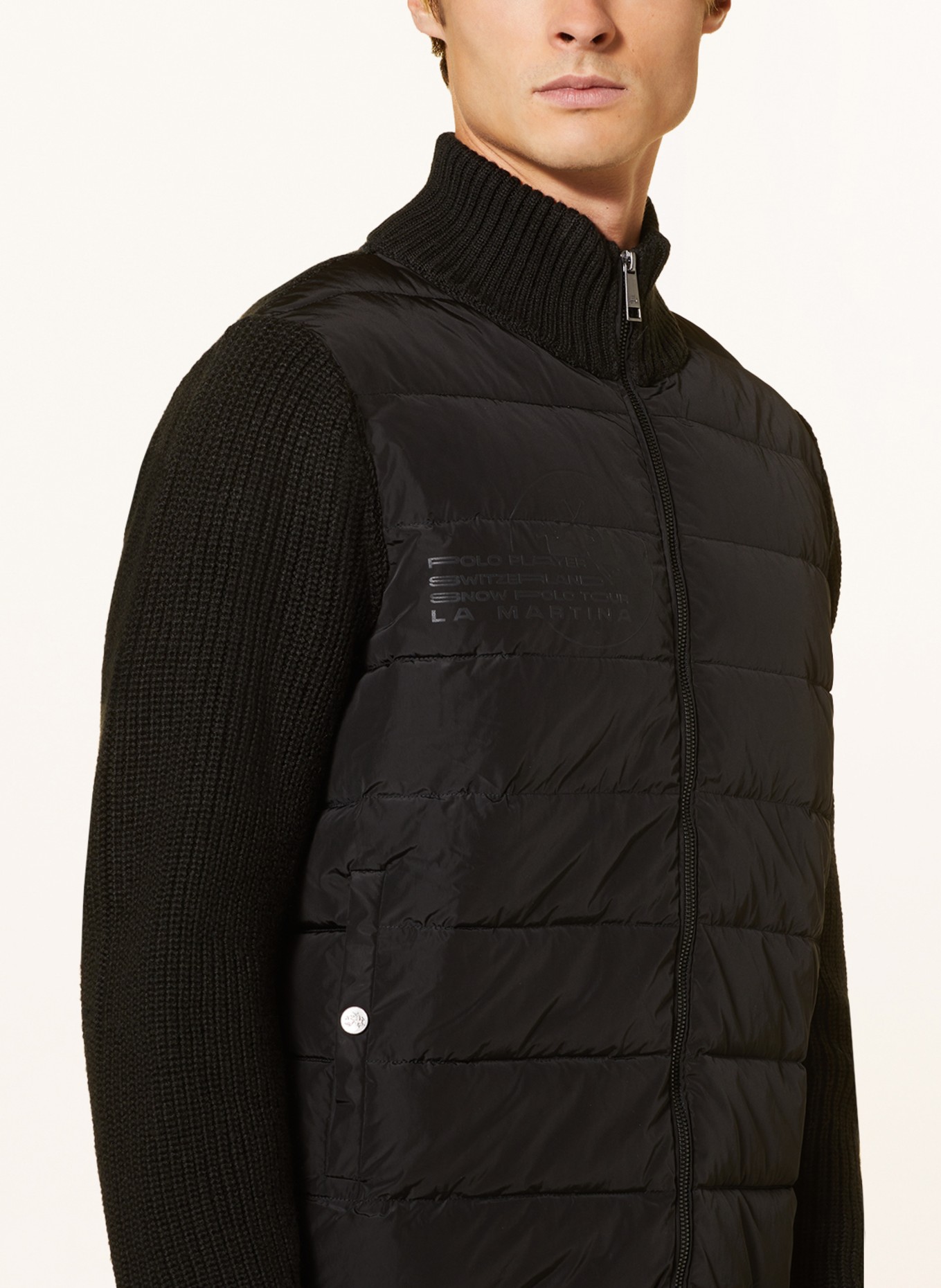 LA MARTINA Cardigan in mixed materials in black