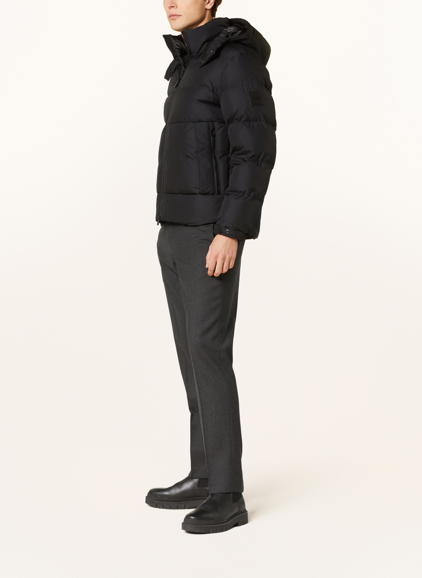 BOSS Quilted jacket CORBINIAN with removable hood, Color: BLACK (Image 4)