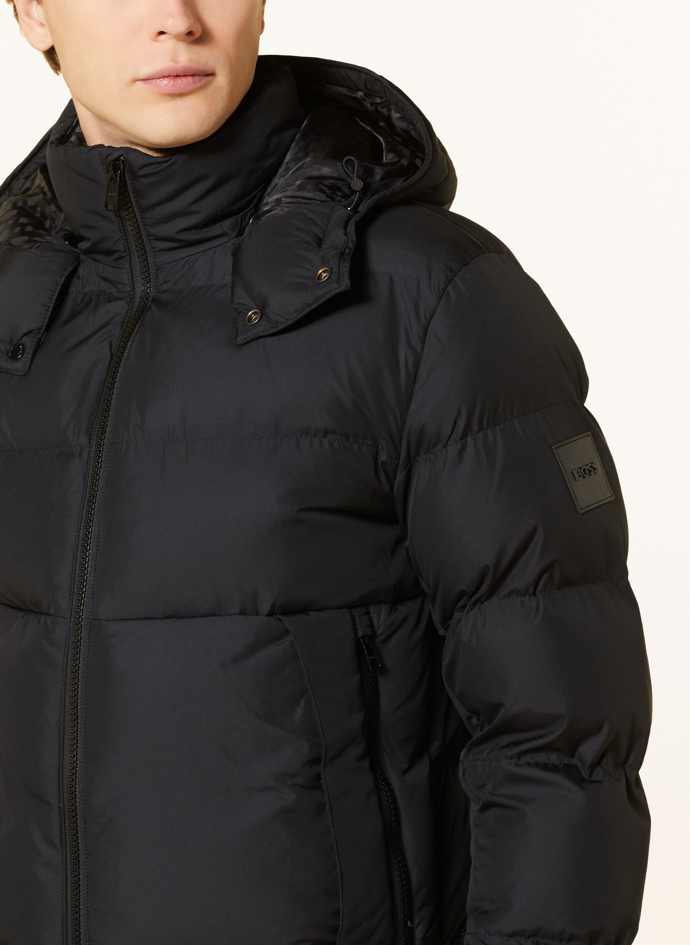 BOSS Quilted jacket CORBINIAN with removable hood, Color: BLACK (Image 5)