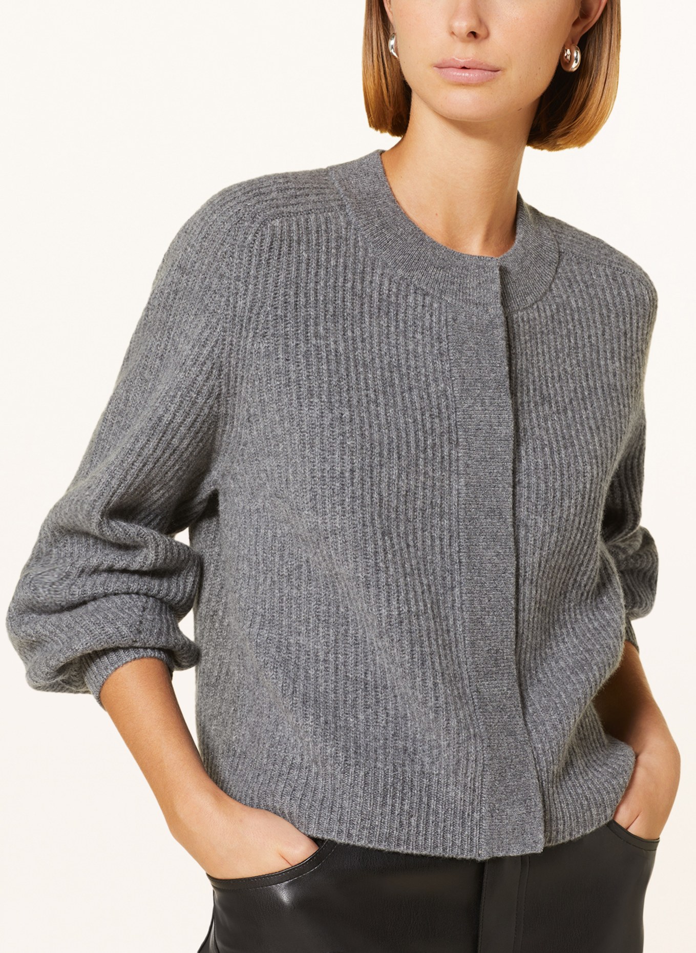 REPEAT Strickjacke aus Cashmere: GRAU