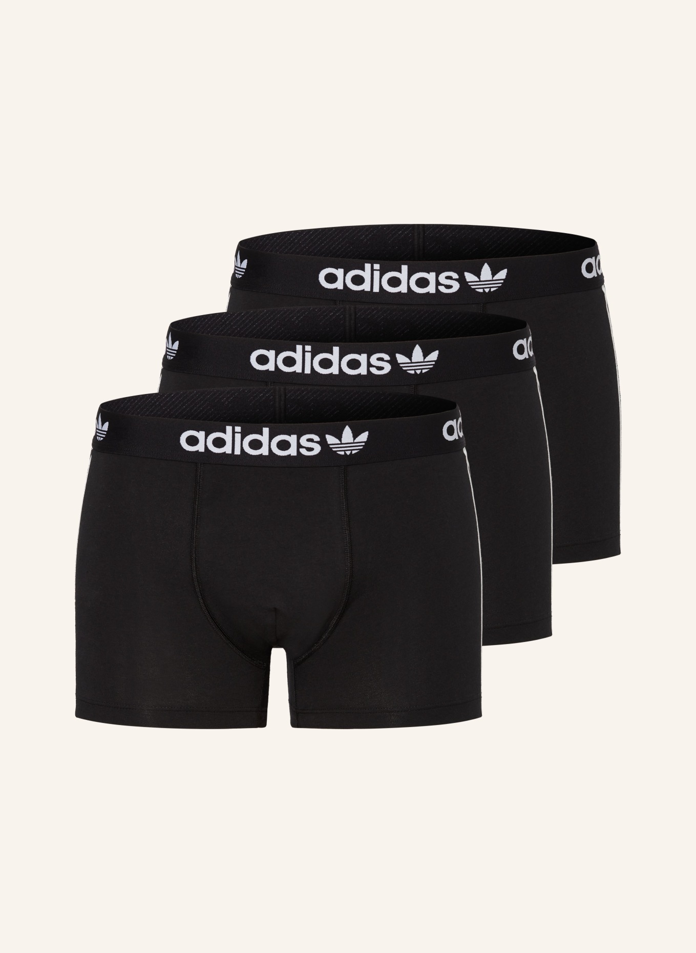 Buy adidas Mens Active 3-Stripes Cotton Three Pack Trunks Black