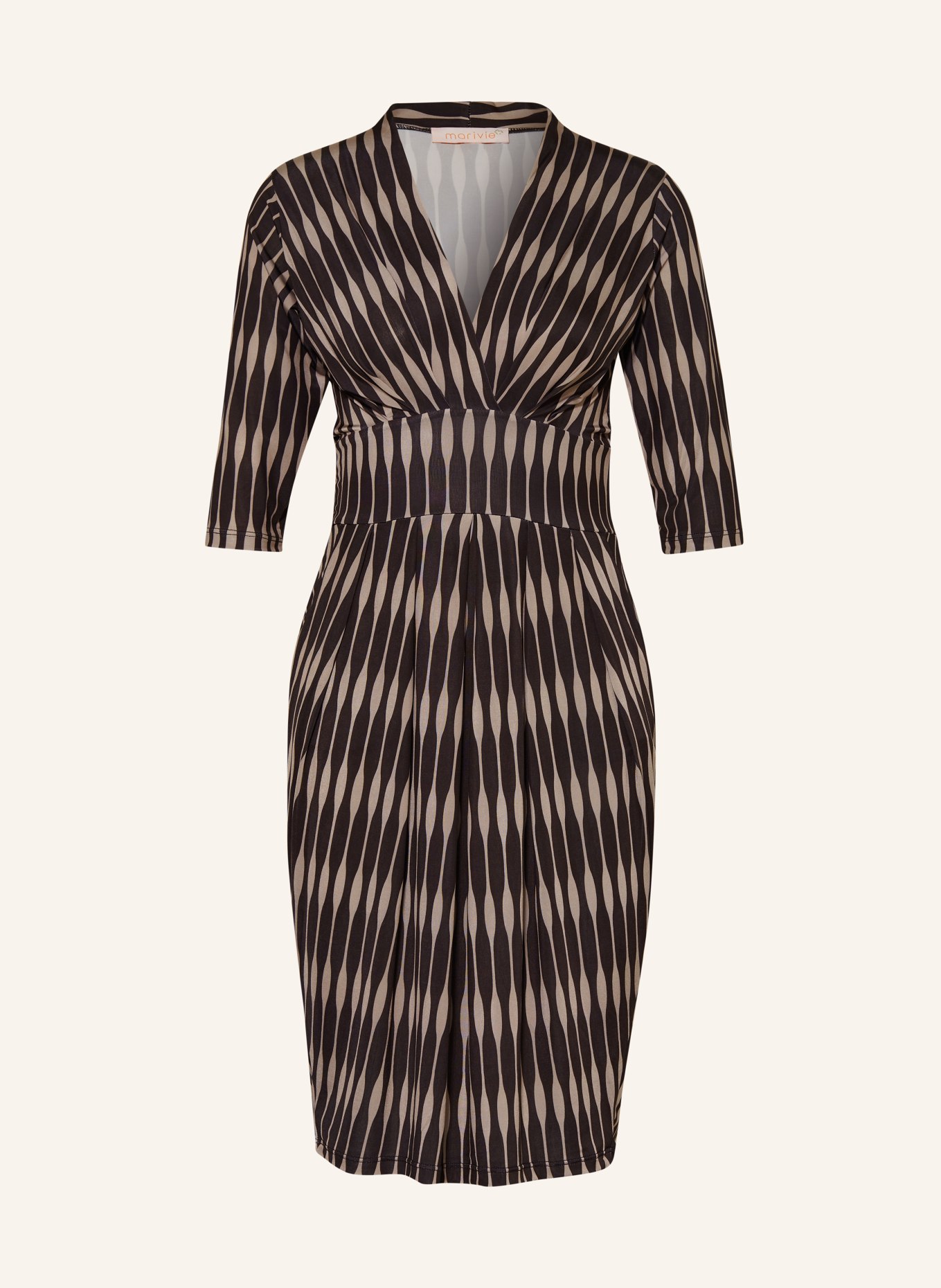 marivie Dress with 3/4 sleeves, Color: BLACK/ BROWN (Image 1)