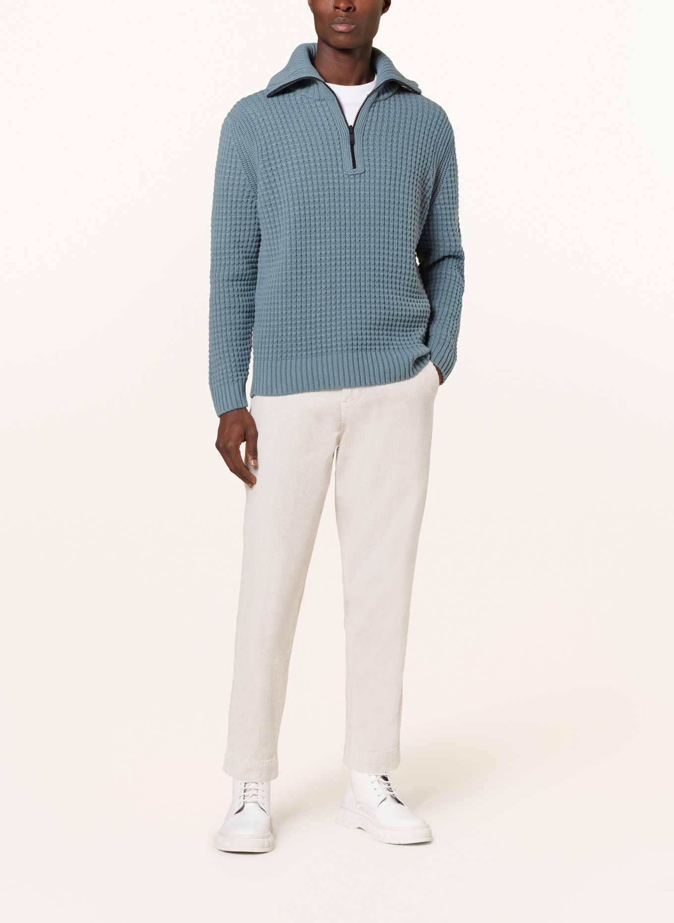 BOSS Half-zip sweater ATAKOS, Color: 375 OPEN GREEN (Image 2)