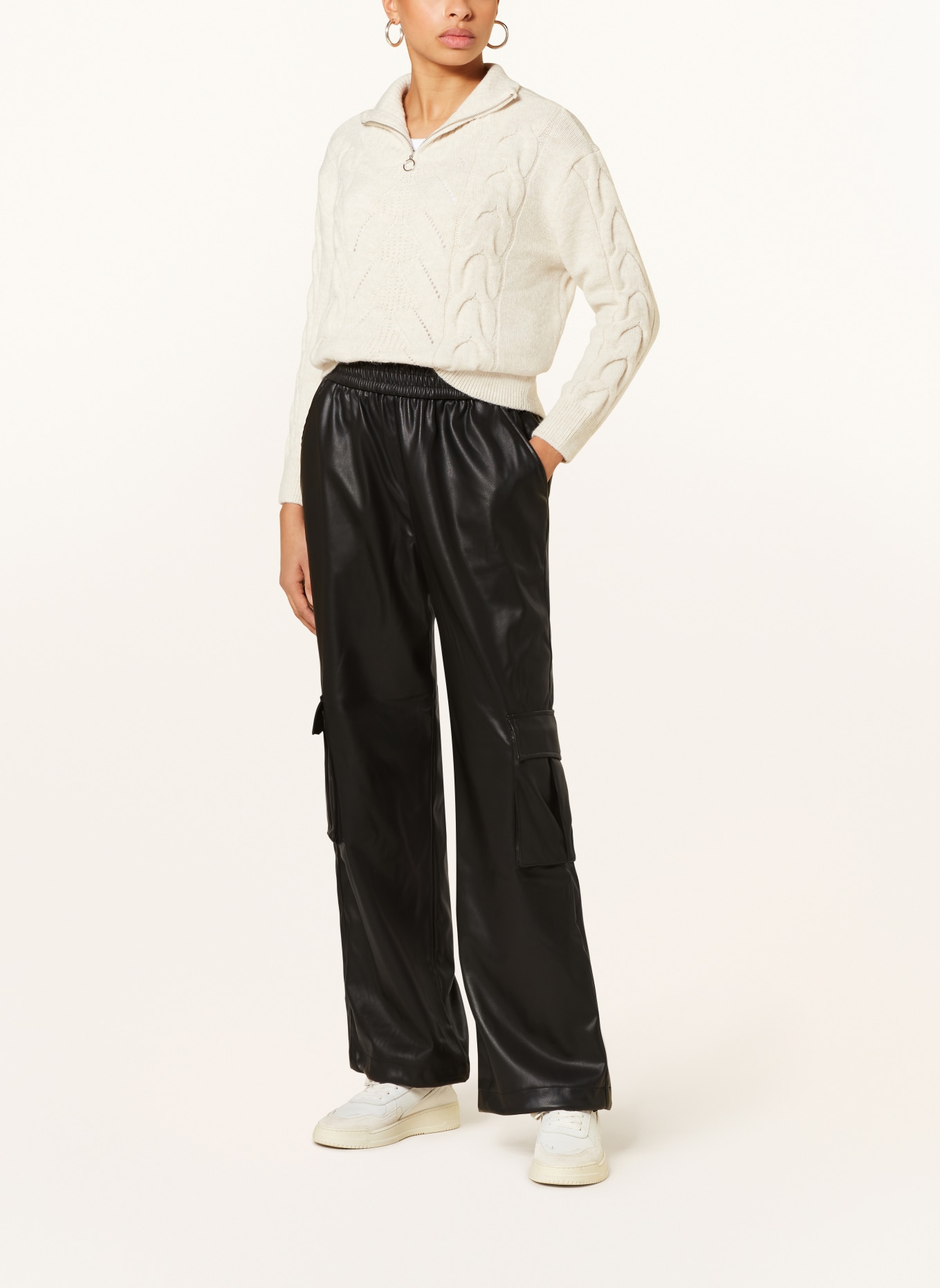 ONLY Cargo pants in leather look, Color: BLACK (Image 2)