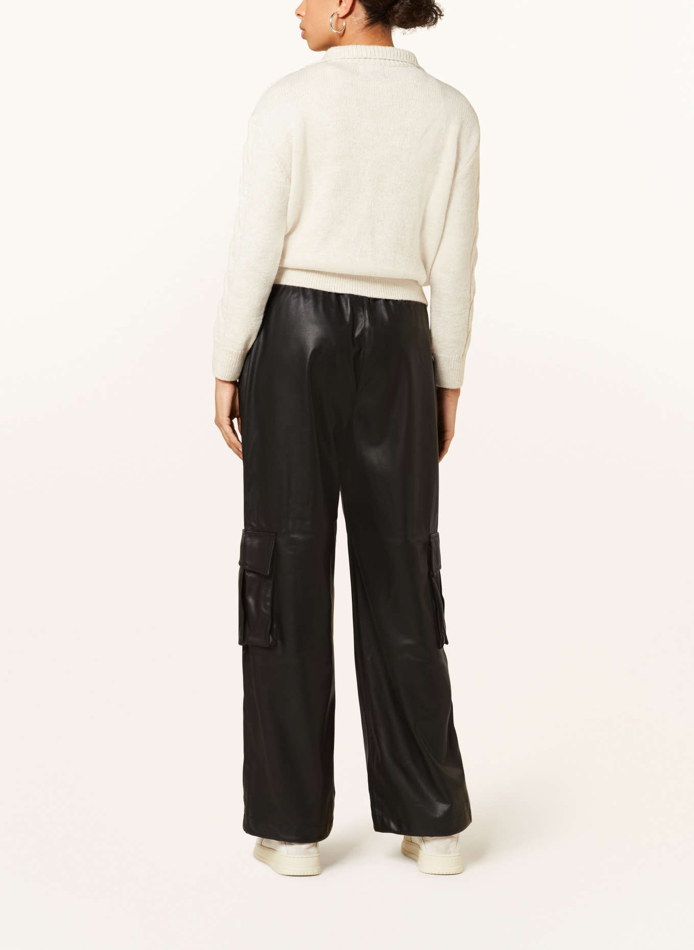 ONLY Cargo pants in leather look, Color: BLACK (Image 3)