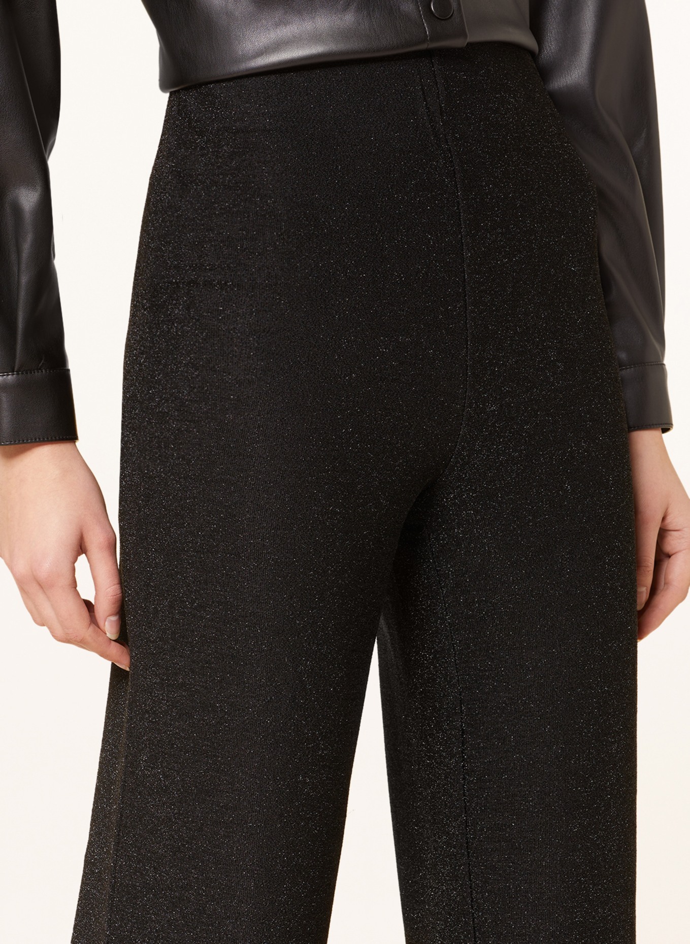 ONLY Wide leg trousers with glitter thread, Color: BLACK (Image 5)