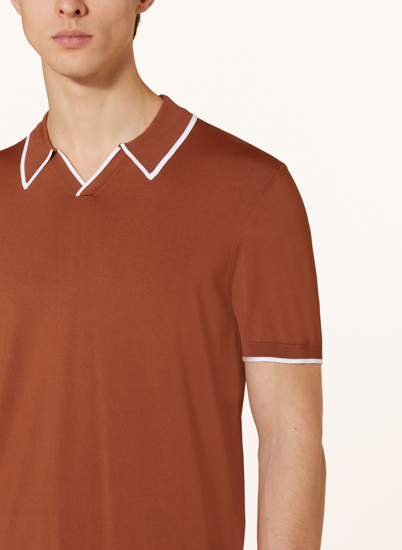 TED BAKER Jersey polo shirt RAYONE, Color: BROWN (Image 4)