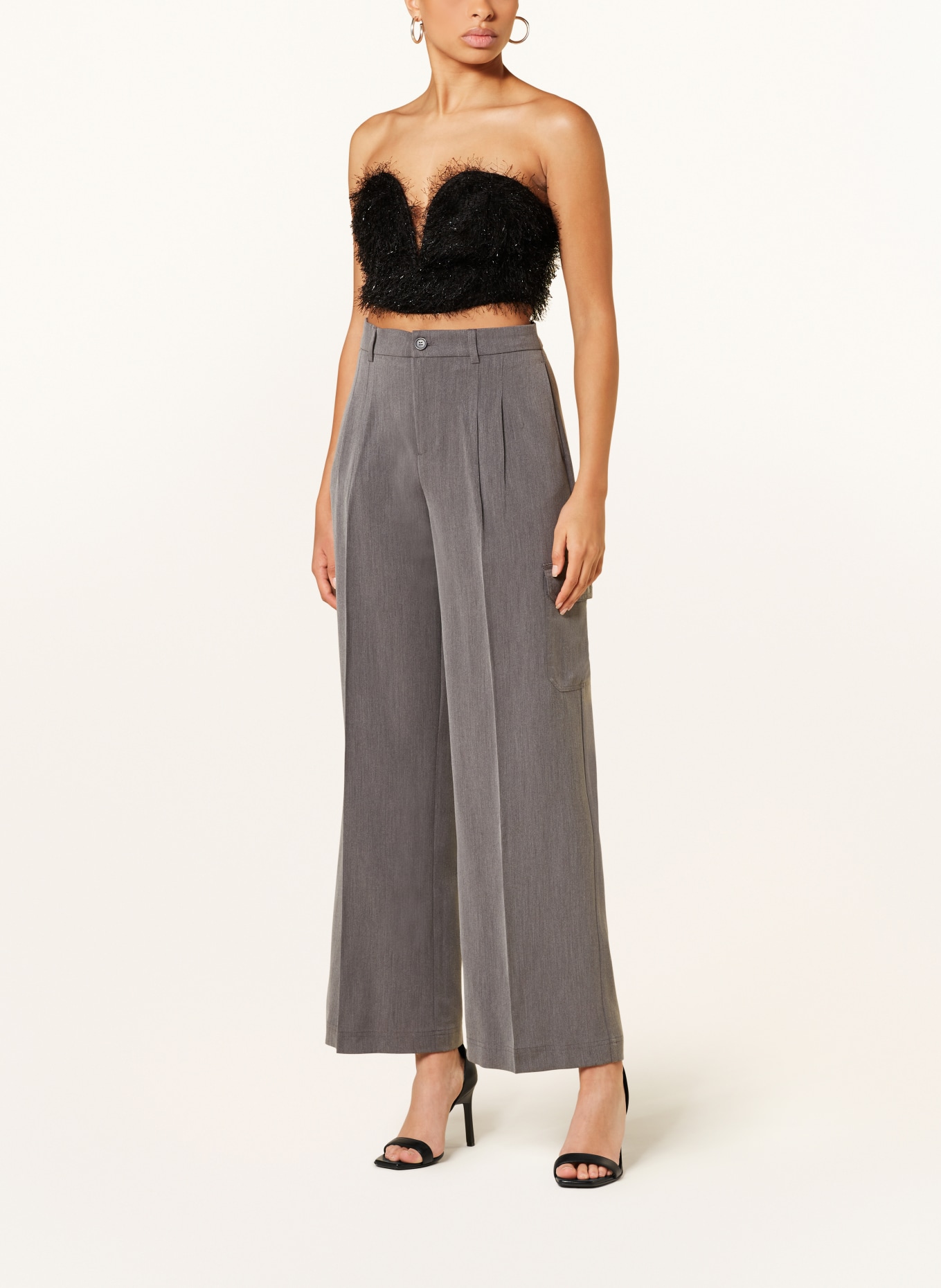 gina tricot Cropped top with glitter thread, Color: BLACK (Image 2)