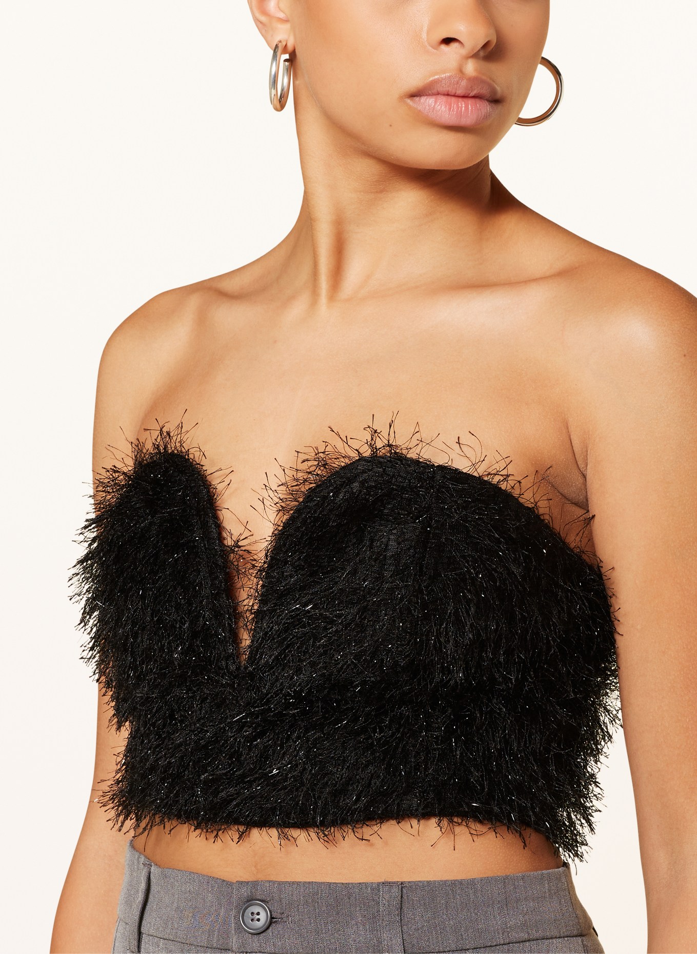 gina tricot Cropped top with glitter thread, Color: BLACK (Image 4)