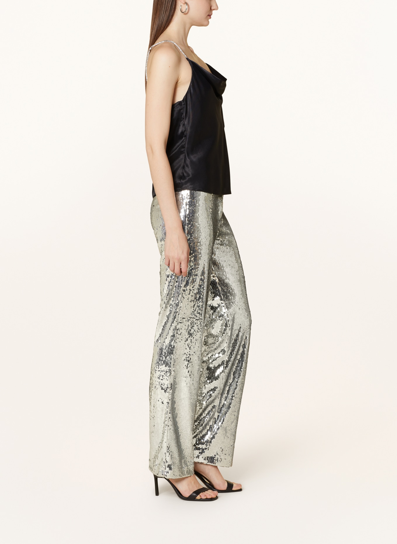 gina tricot Wide leg trousers with sequins, Color: SILVER (Image 4)