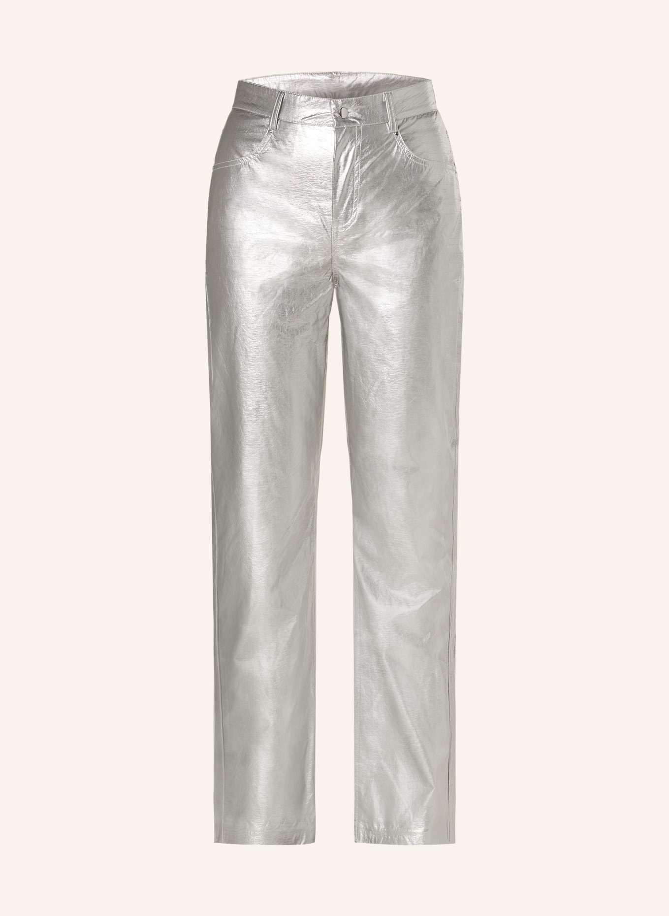 gina tricot Wide leg trousers in leather look, Color: SILVER (Image 1)
