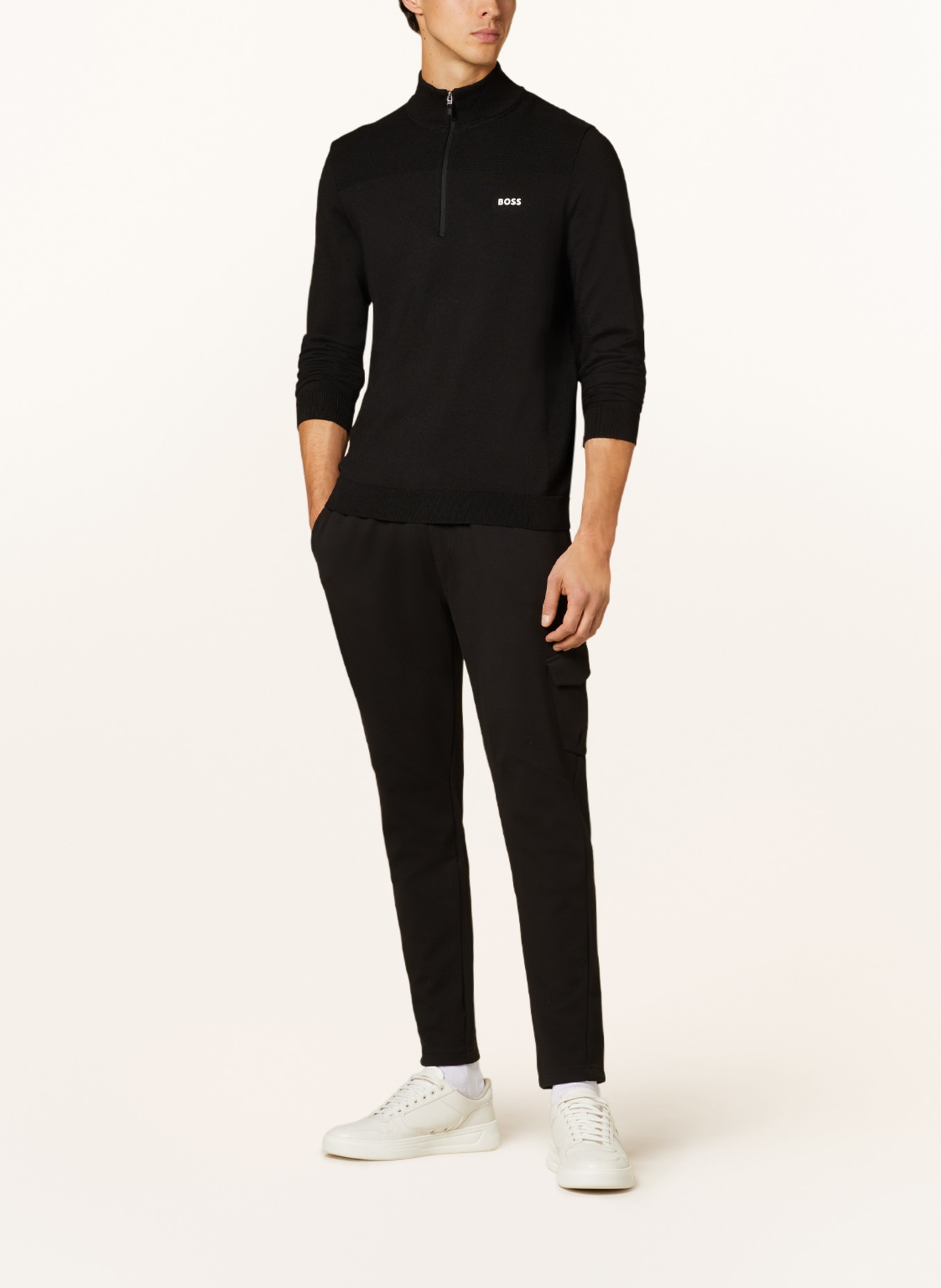 BOSS Half-zip sweater MOMENTUM, Color: BLACK (Image 2)