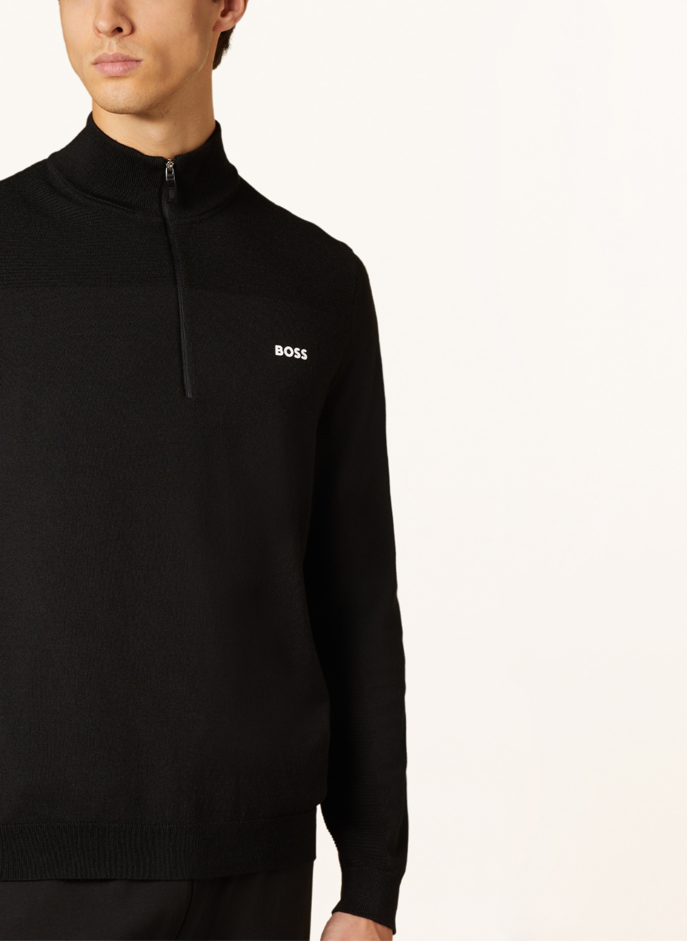 BOSS Half-zip sweater MOMENTUM, Color: BLACK (Image 4)