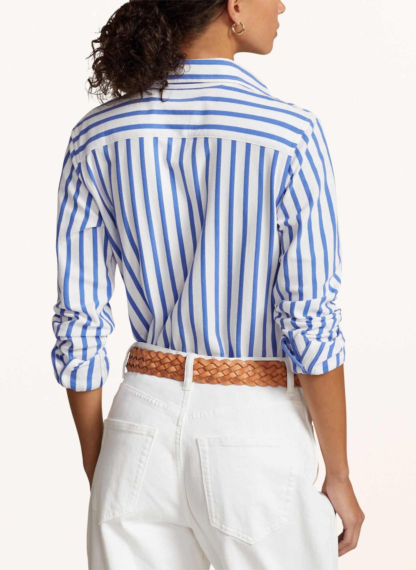 POLO RALPH LAUREN Shirt blouse made of piqué, Color: WHITE/ BLUE (Image 3)