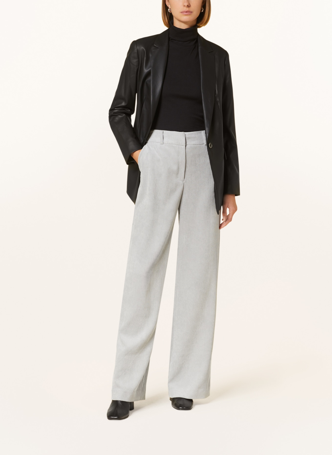 comma Wide leg trousers made of corduroy, Color: GRAY (Image 2)