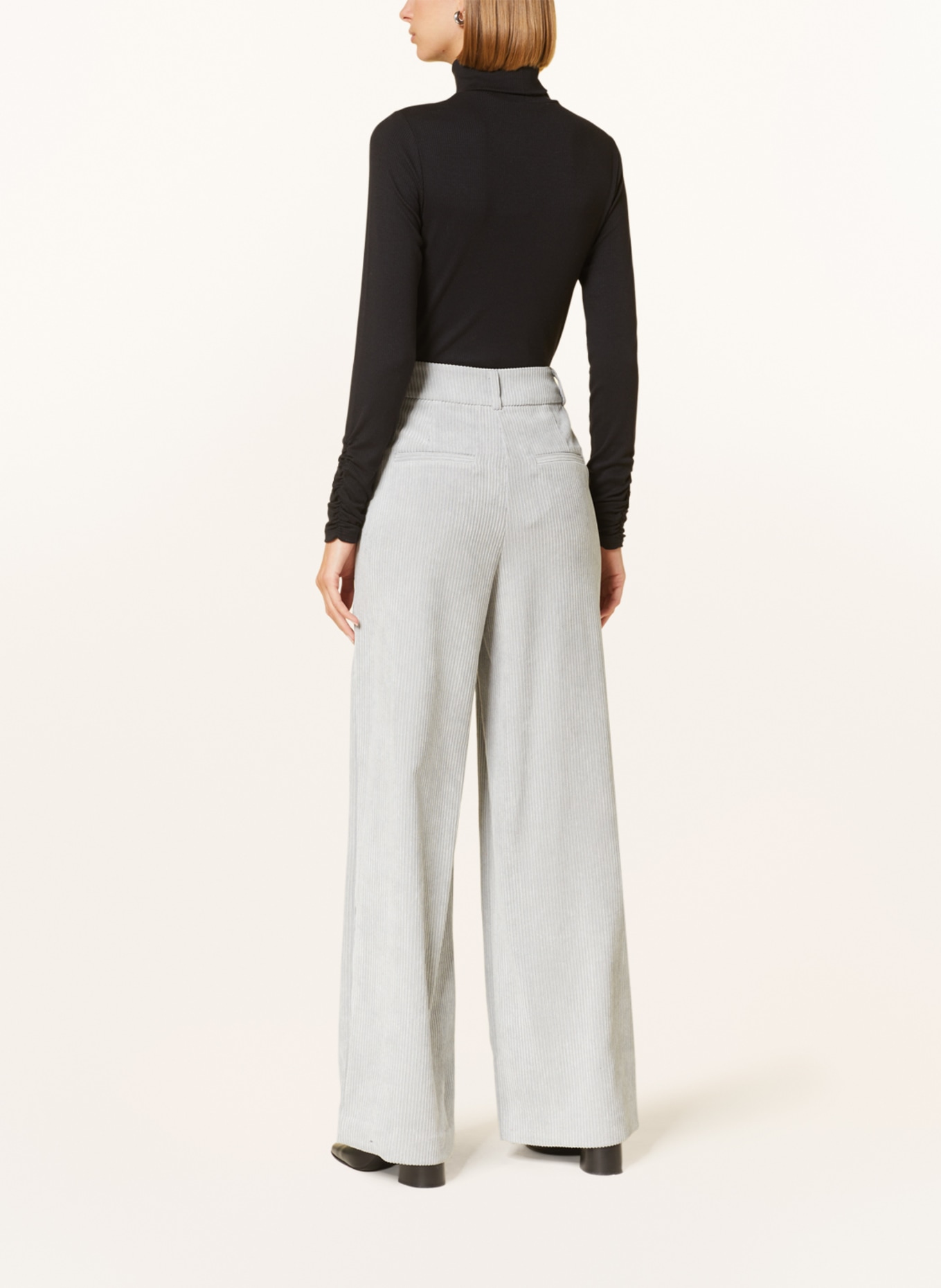 comma Wide leg trousers made of corduroy, Color: GRAY (Image 3)