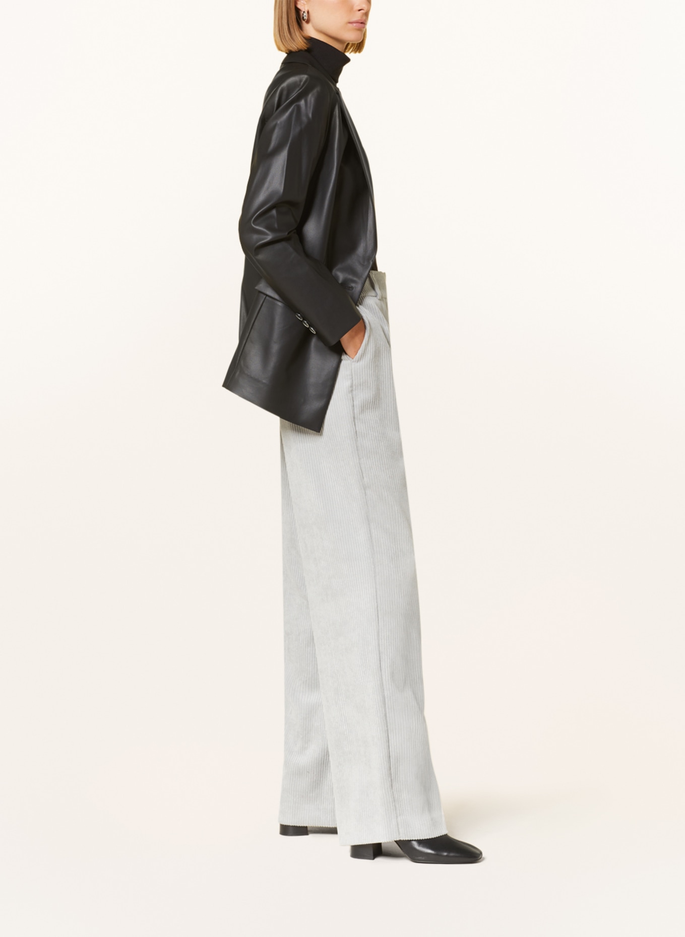 comma Wide leg trousers made of corduroy, Color: GRAY (Image 4)