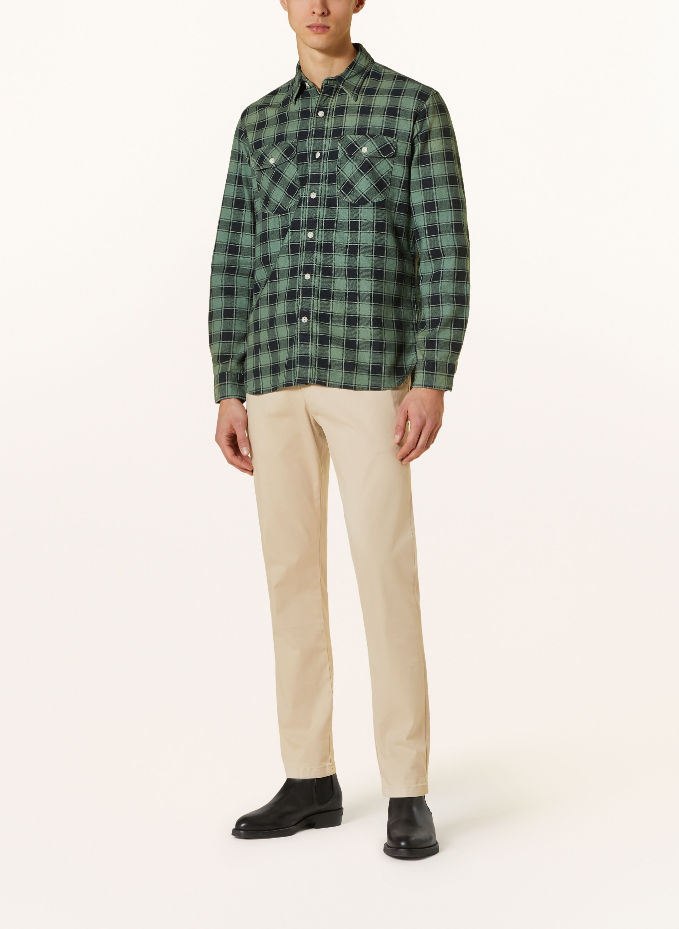 RRL Flannel shirt comfort fit, Color: BLACK/ GREEN (Image 2)