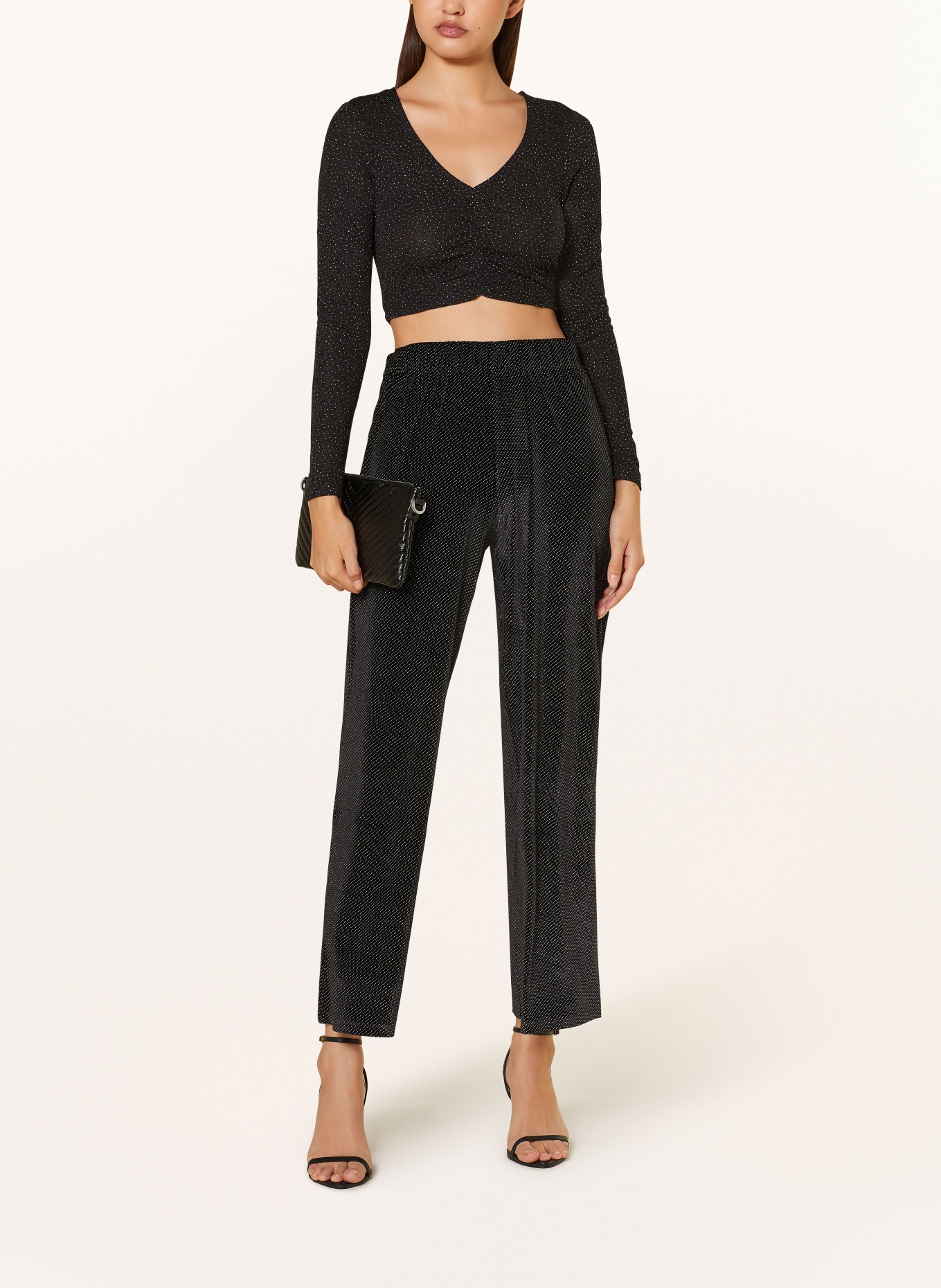 ONLY Wide leg trousers made of velvet, Color: BLACK/ SILVER (Image 2)