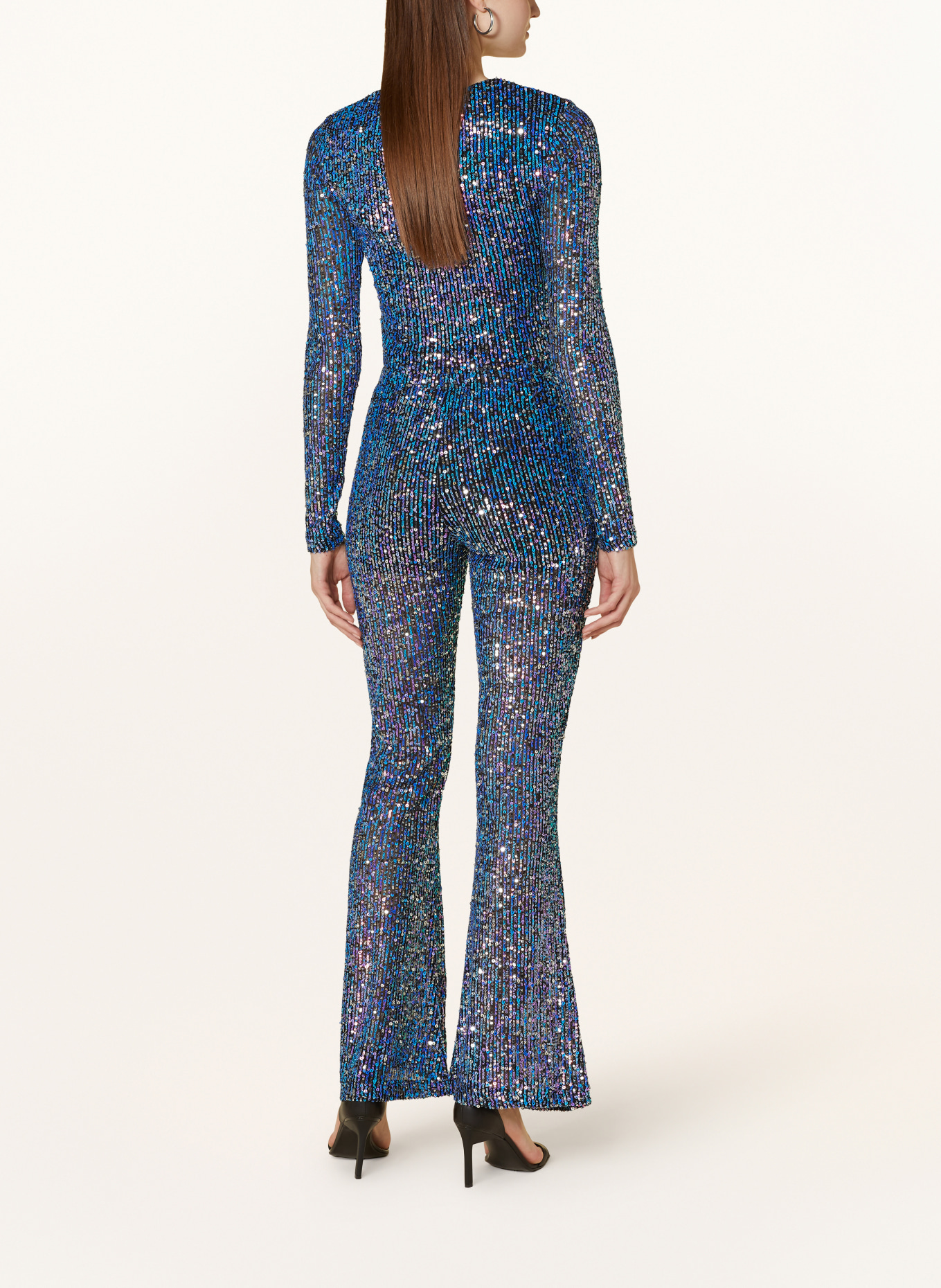 COLOURFUL REBEL Mesh trousers STEFFIE with sequins, Color: BLUE/ LIGHT PURPLE/ SILVER (Image 3)