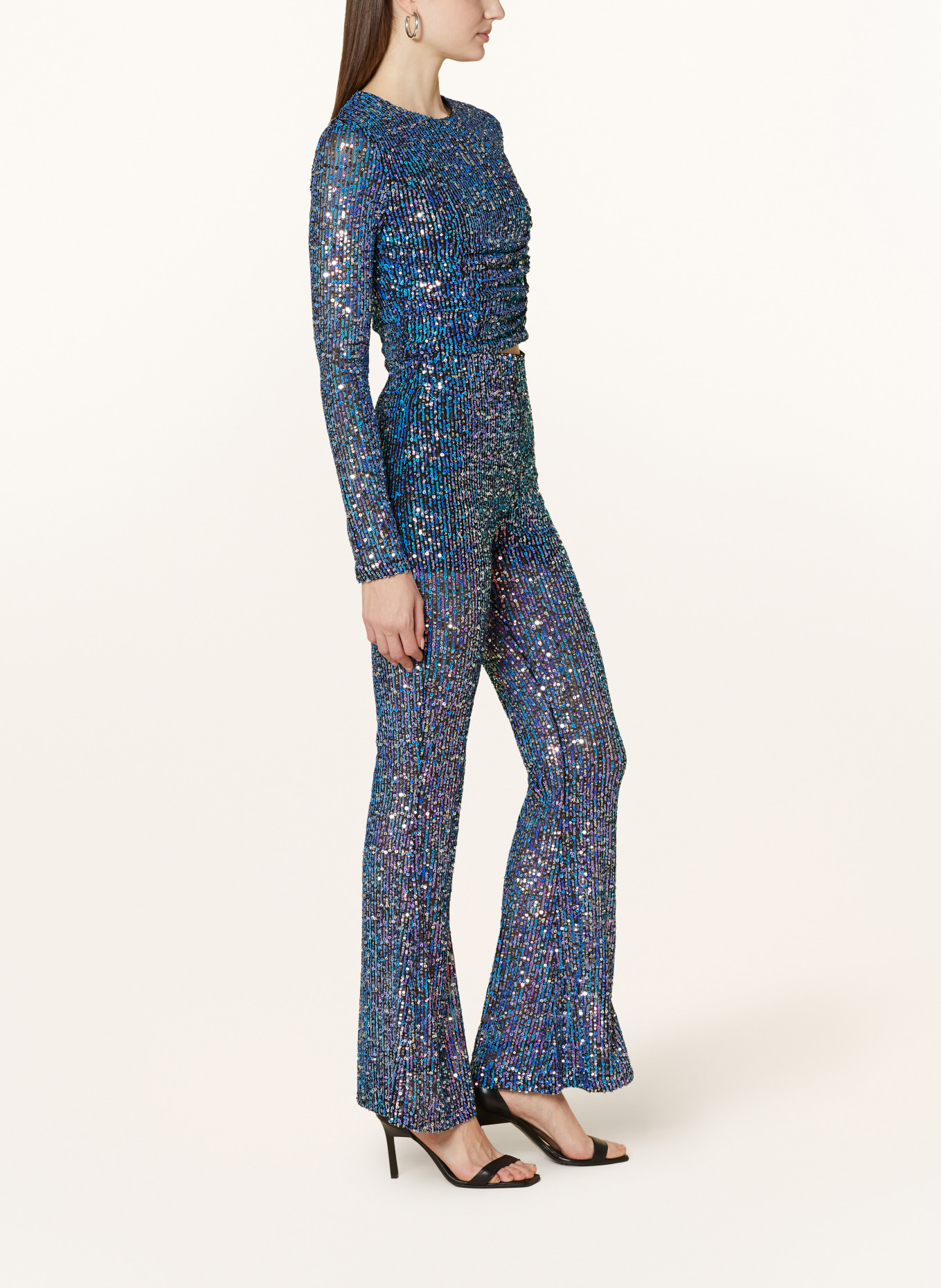 COLOURFUL REBEL Mesh trousers STEFFIE with sequins, Color: BLUE/ LIGHT PURPLE/ SILVER (Image 4)