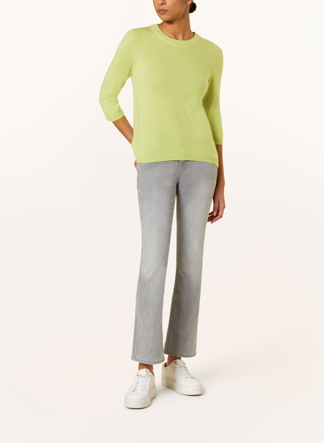 darling harbour Cashmere sweater with 3/4 sleeves, Color: PISTAZIE (Image 2)