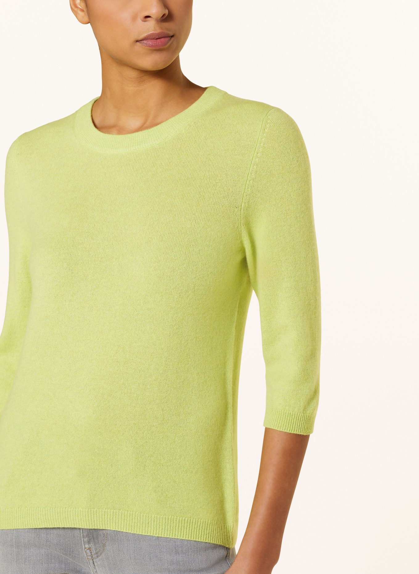 darling harbour Cashmere sweater with 3/4 sleeves, Color: PISTAZIE (Image 4)