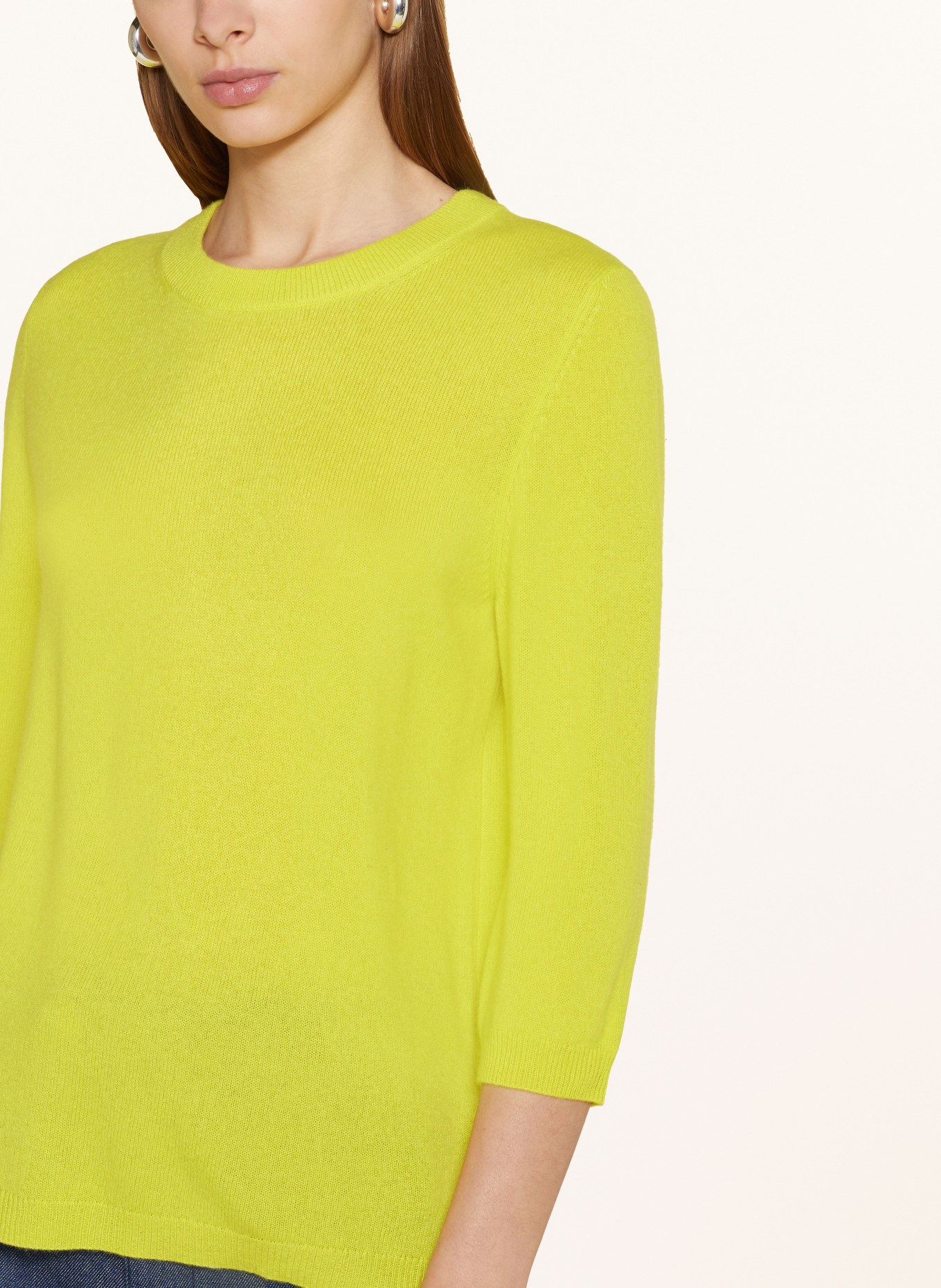 darling harbour Cashmere sweater with 3/4 sleeves, Color: GELB (Image 4)