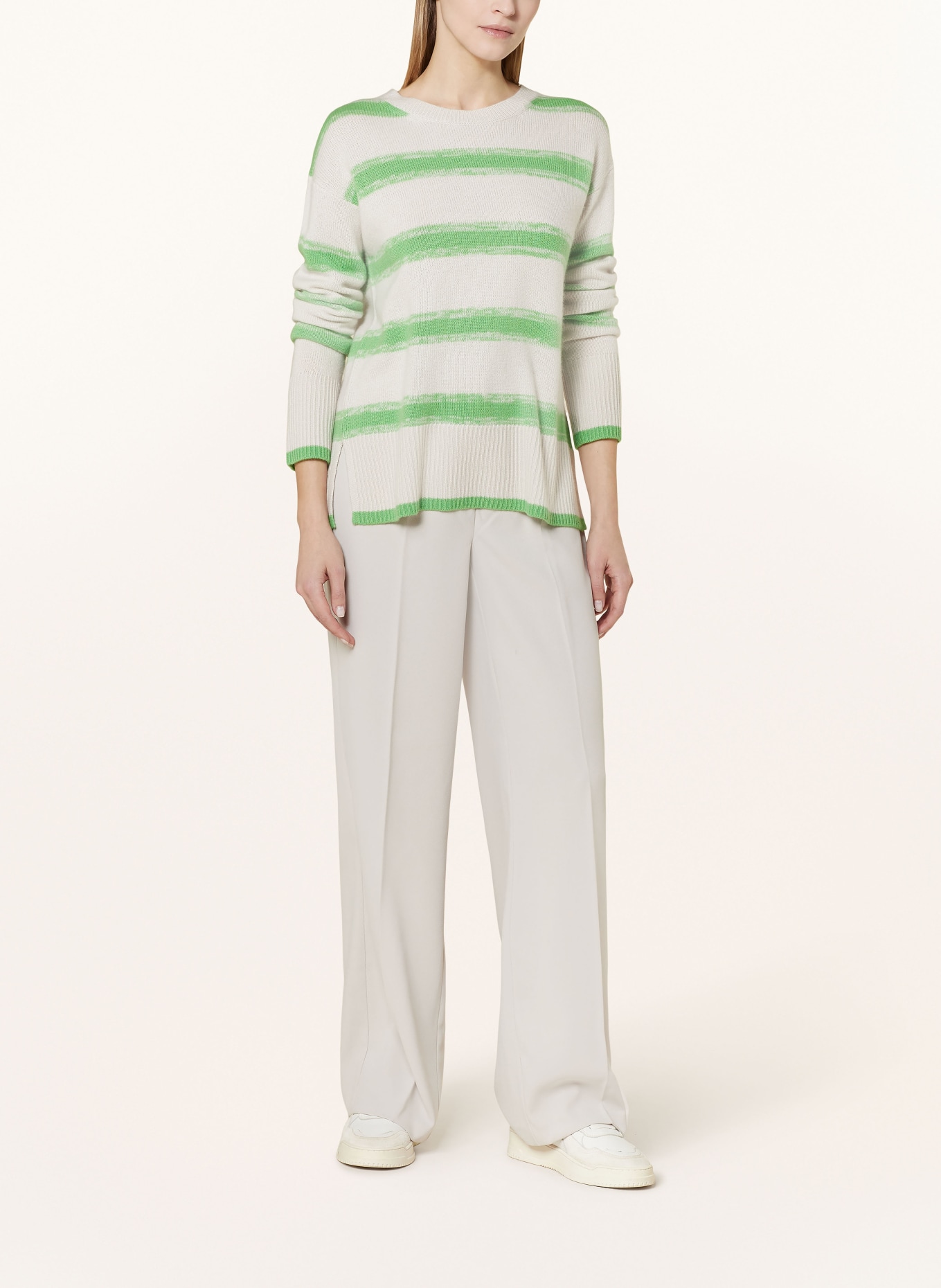 darling harbour Cashmere sweater, Color: LIGHT GRAY/ LIGHT GREEN (Image 2)