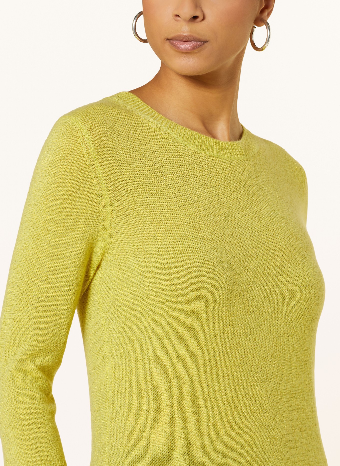 darling harbour Cashmere sweater with 3/4 sleeves and glitter thread, Color: GELB (Image 4)