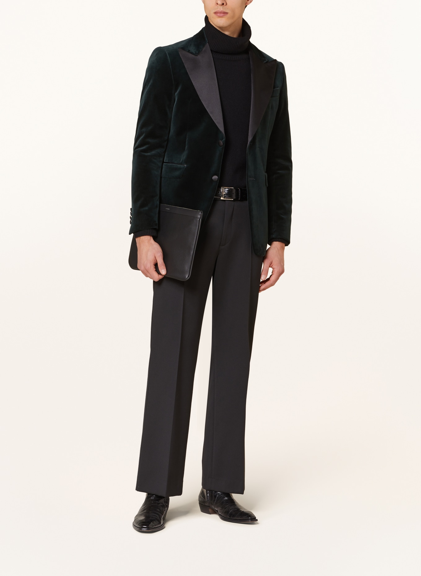 TIGER OF SWEDEN Smoking tailored jacket JEFFERS regular fit made of velvet, Color: DARK GREEN/ BLACK (Image 2)