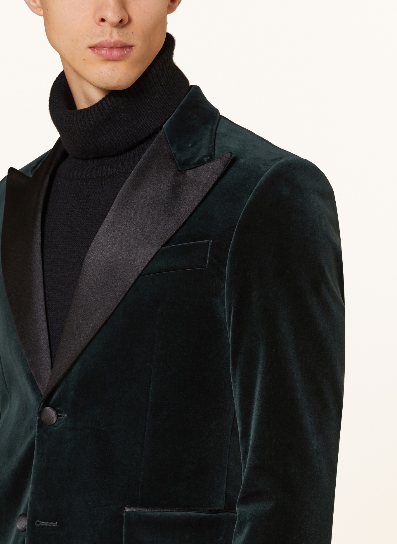 TIGER OF SWEDEN Smoking tailored jacket JEFFERS regular fit made of velvet, Color: DARK GREEN/ BLACK (Image 5)