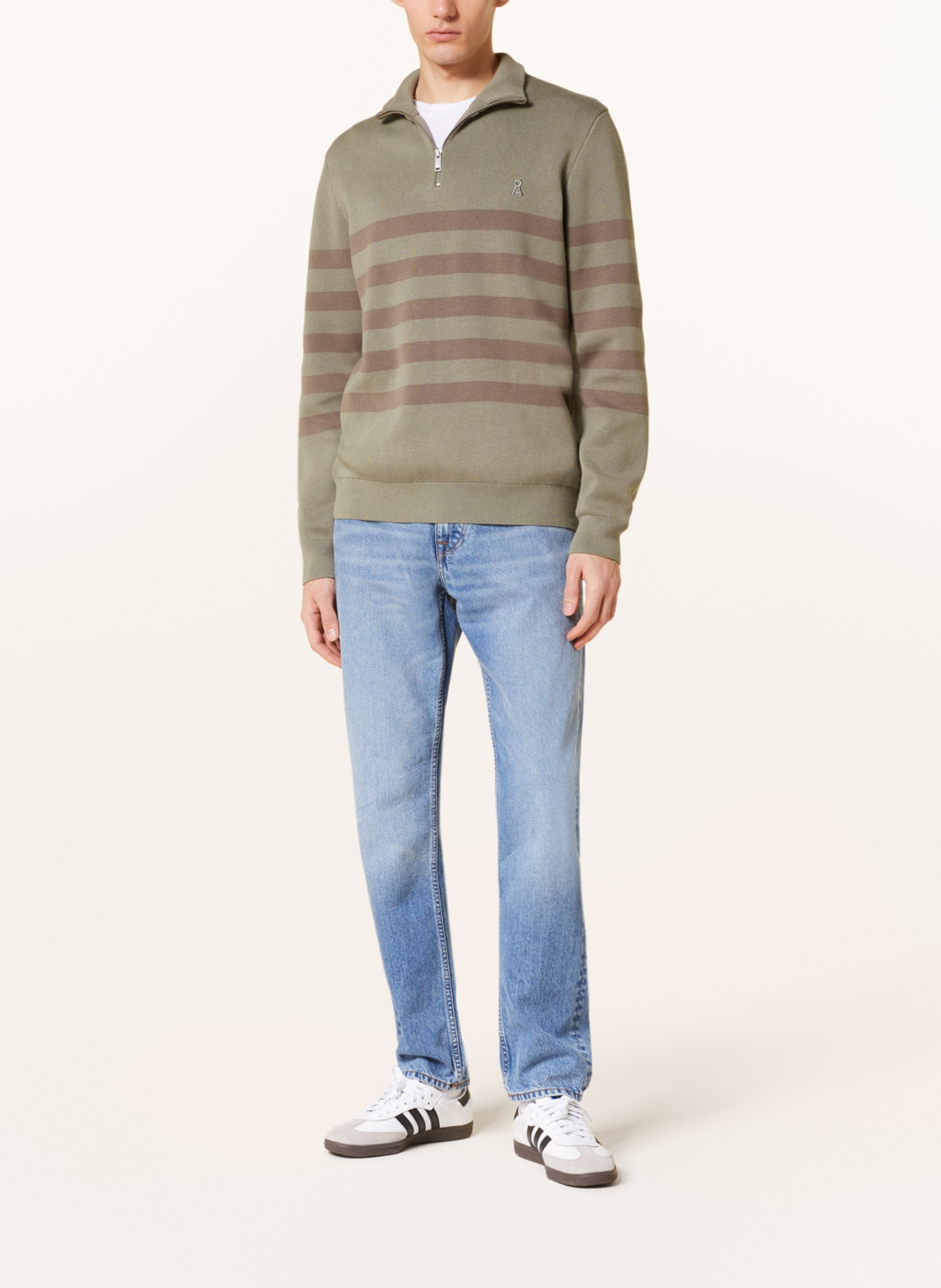 ARMEDANGELS Half-zip sweater AALFREDOS, Color: BROWN/ OLIVE (Image 2)