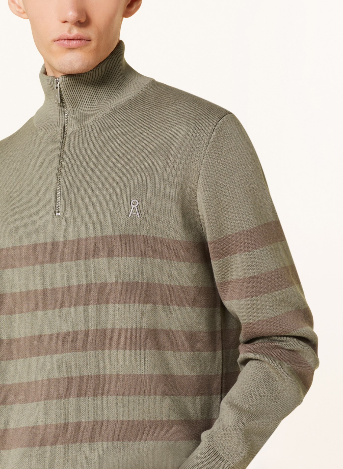 ARMEDANGELS Sweter typu troyer AALFREDOS, Kolor: BRĄZOWY/ OLIWKOWY (Obrazek 4)