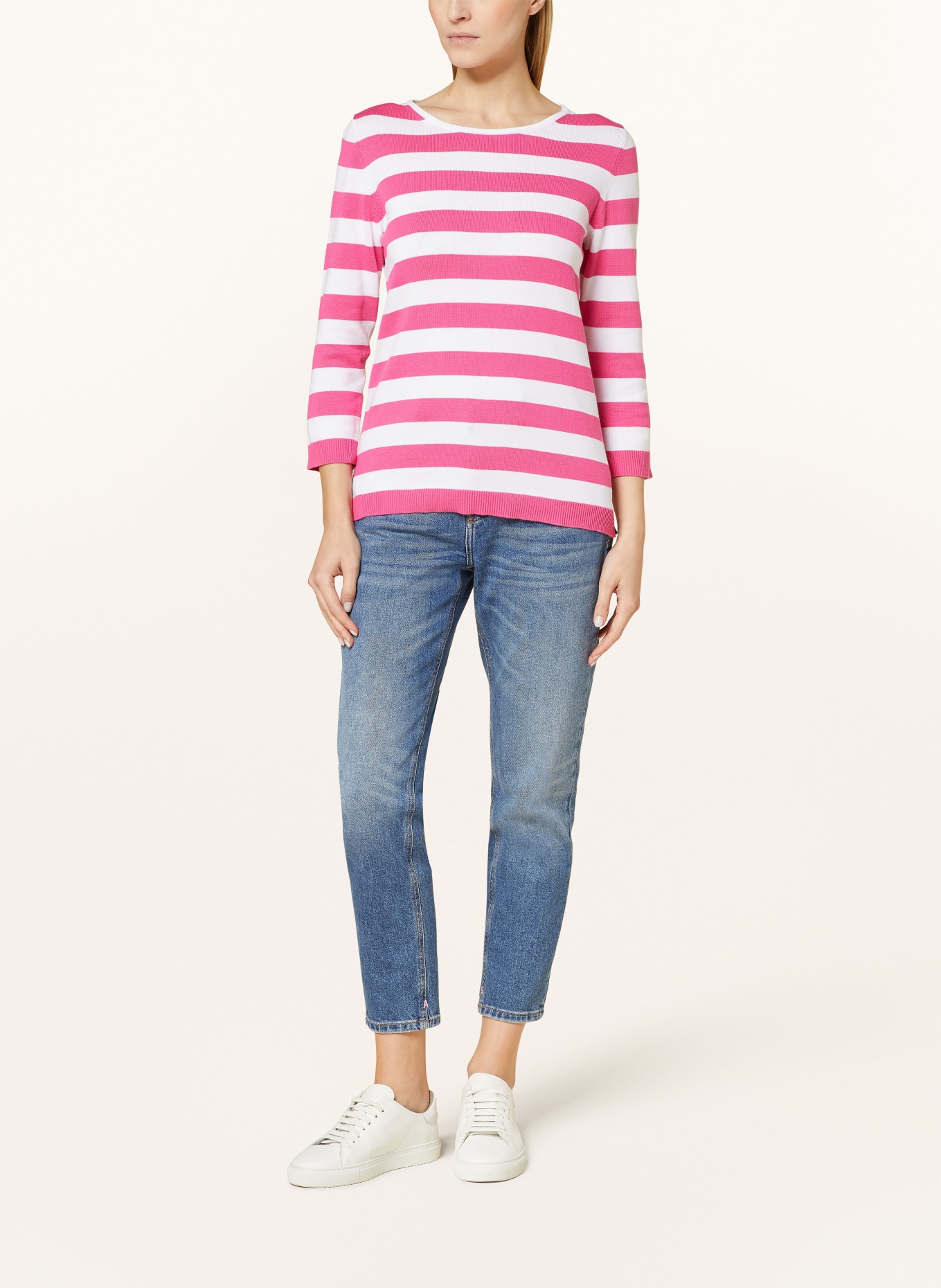 darling harbour Sweater with 3/4 sleeves, Color: WHITE/ PINK (Image 2)